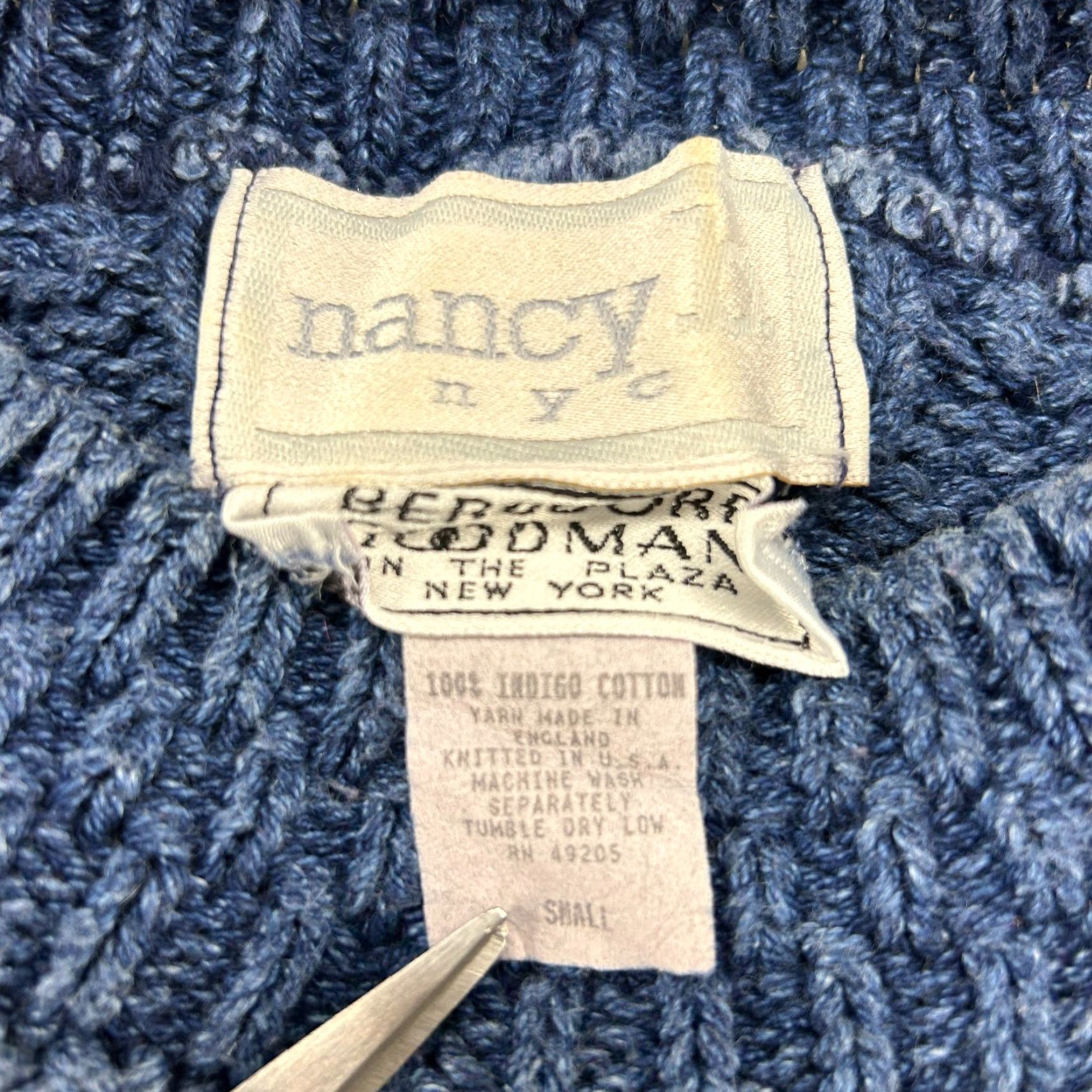 Vintage VINTAGE Nancy NYC Sweater Womens Blue Pullover Cable Knit Basketweave Solid 90s Size S / US 4 / IT 40 - 4 Thumbnail