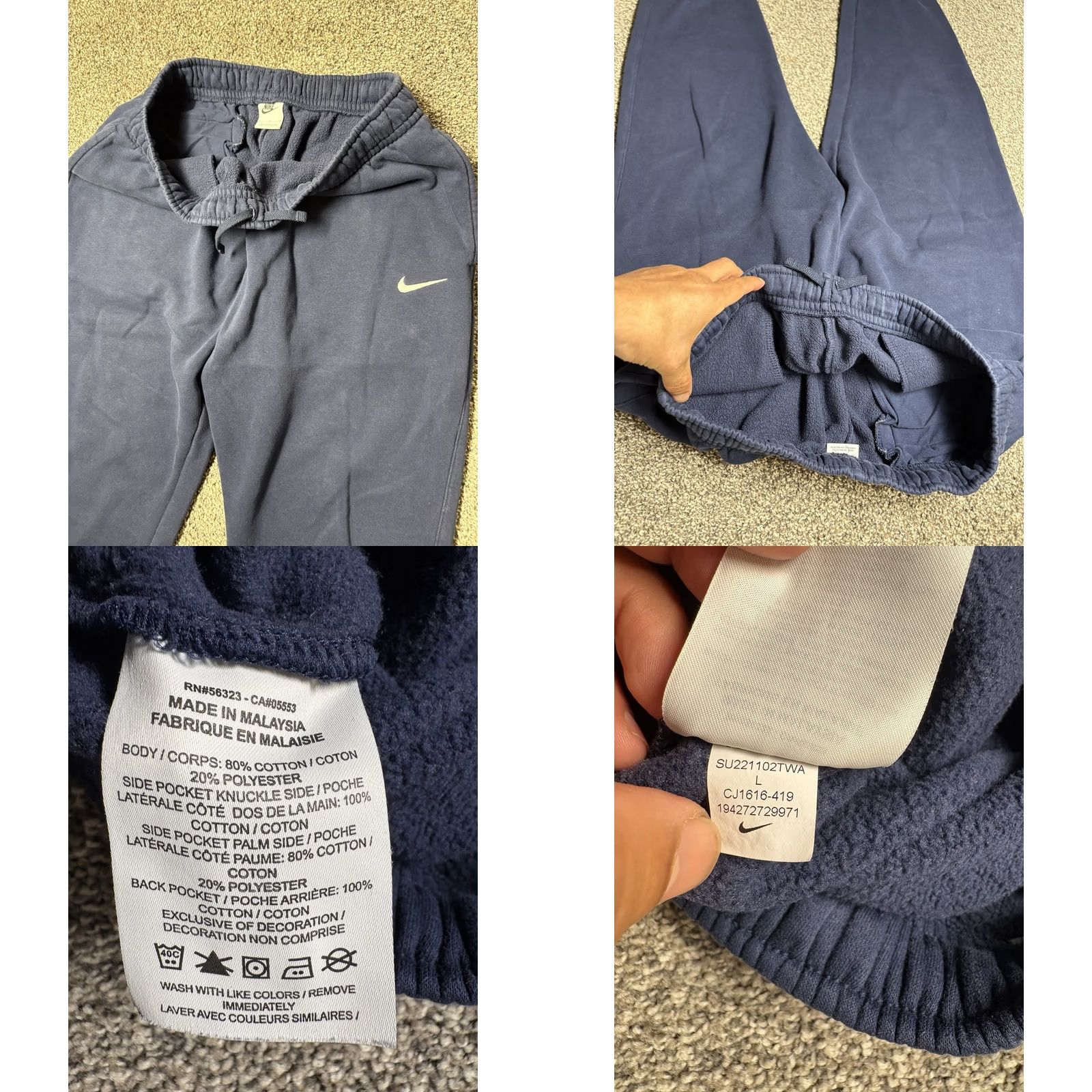 Nike Nike Club Fleece Joggers Pants Mens Large Blue Sweatpants CJ1616 Size US 33 - 8 Thumbnail