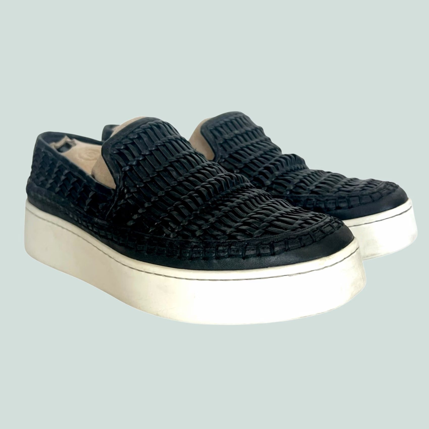 Vince VINCE Stafford Women's Woven Leather Platform Slip On Sneakers Black Size 7.5 Size US 8 / IT 38 - 1 Thumbnail