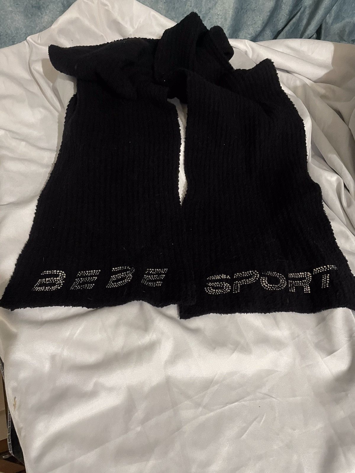 Bebe Bebe Sport Black Knit Hat And Scarf W/Rhinestones Size ONE SIZE - 2 Thumbnail