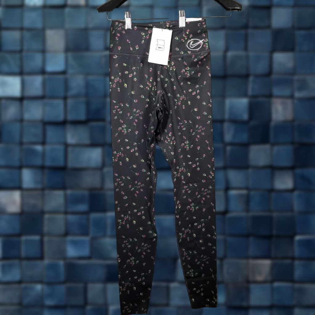 Nike Nike XS One Luxe Icon Clash Mid-Rise Leggings Black AOP Floral Tight Full Length Size 26" / US 2 / IT 38 - 1 Thumbnail