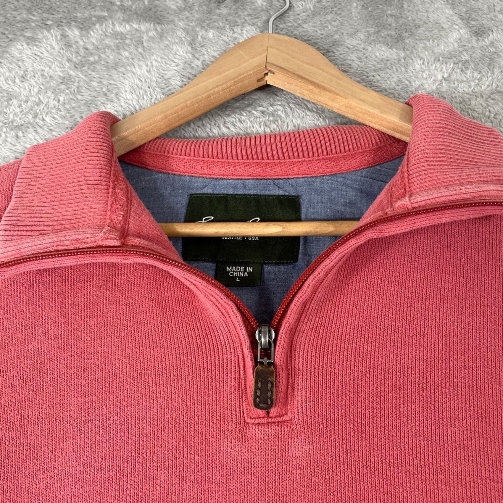 Eddie Bauer Eddie Bauer Sweater Mens Large Pink Cotton Ribbed Quarter Zip Pullover Gorpcore Size US L / EU 52-54 / 3 - 4 Thumbnail