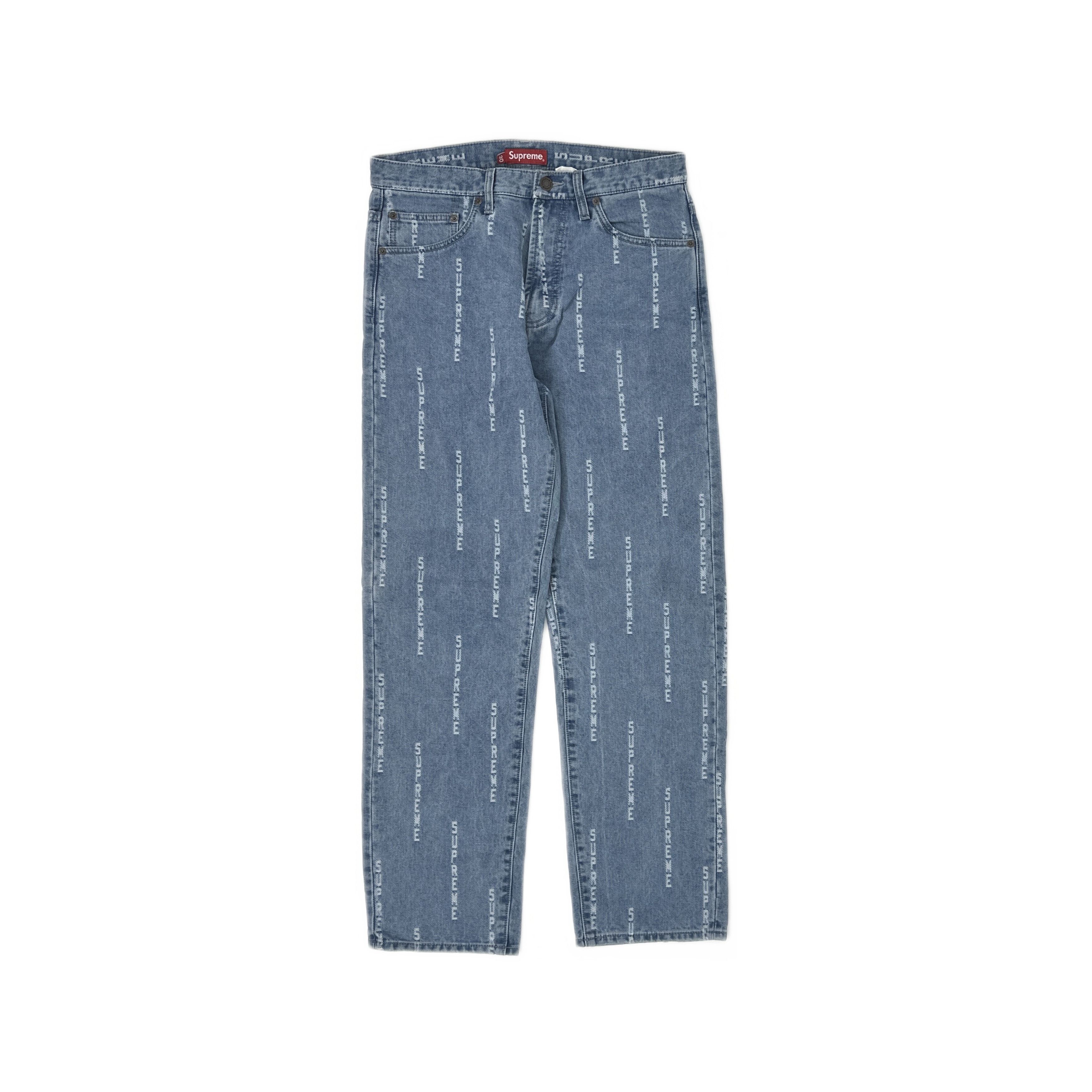 Supreme Supreme Checks Embroidered Denim Jeans Blue Size 30 | Grailed