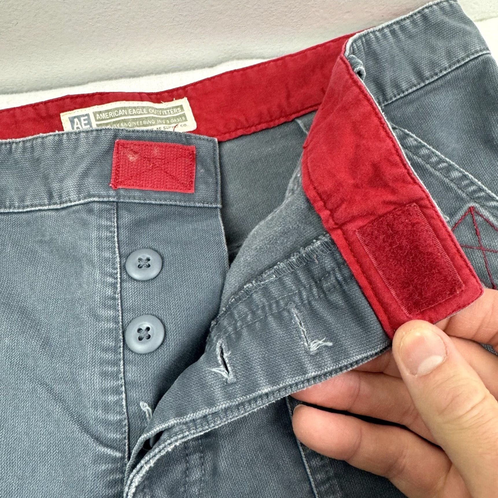 American Eagle Outfitters VINTAGE American Eagle Womens Pants 6 Gray Casual High Rise Straight Y2K Army 90s Size 28" / US 6 / IT 42 - 5 Thumbnail