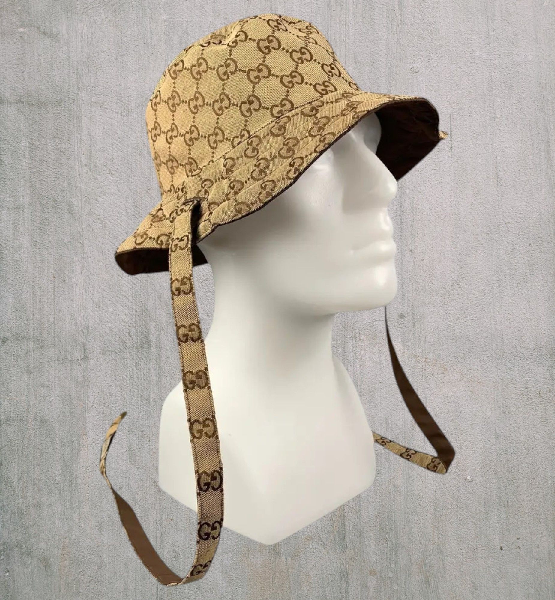 Gucci Gucci GG Monogram Stripe Reversible Bucket Hat Size ONE SIZE - 2 Thumbnail