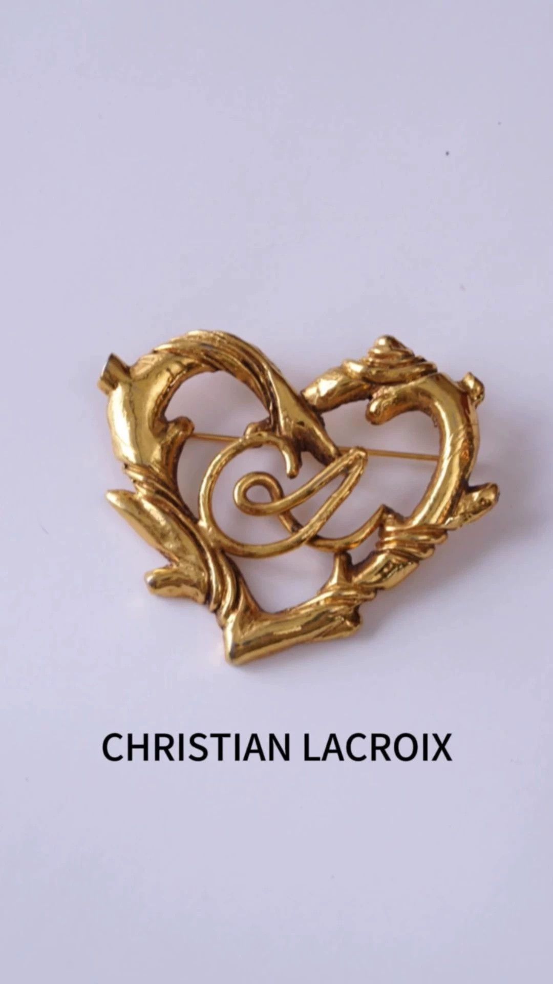 Christian Lacroix Christian Lacroix Vintage Gold Plated Vine Heart Logo Brooch Large Size ONE SIZE - 1 Thumbnail