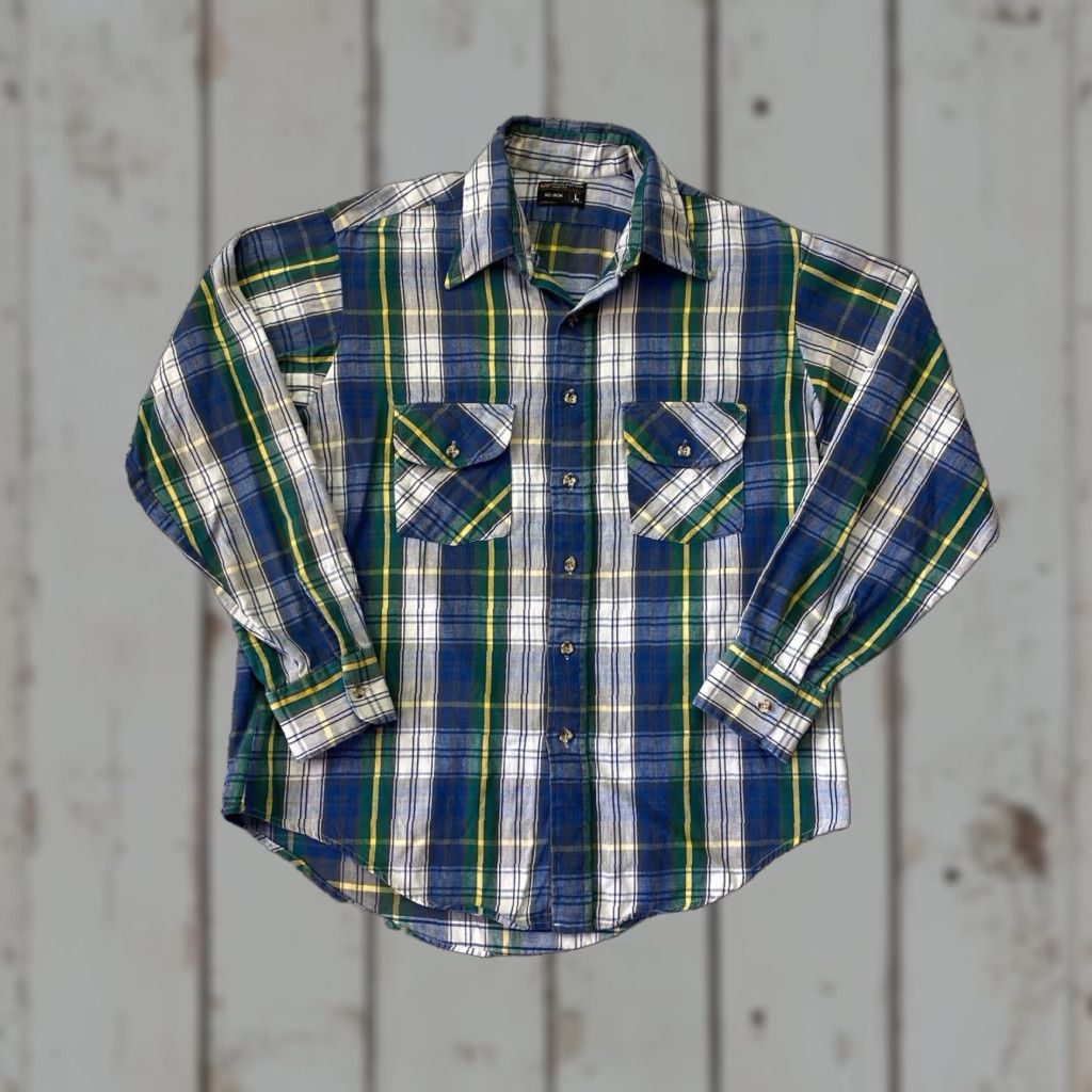 JCPenney VINTAGE JC Penney Flannel Work Shirt Mens Large Cotton Button Up Size US L / EU 52-54 / 3 - 1 Thumbnail