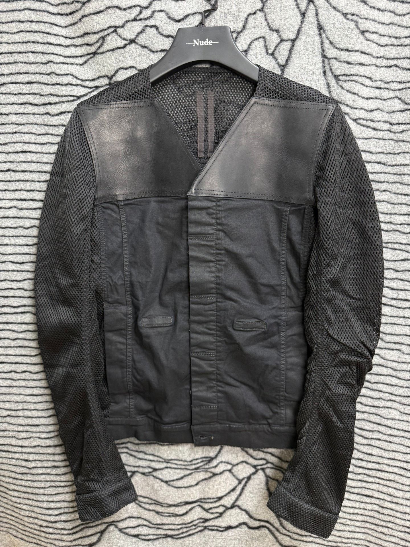 Rick Owens Rick Owens Mesh Leather Panel Jacket M Size US M / EU 48-50 / 2 - 1 Thumbnail