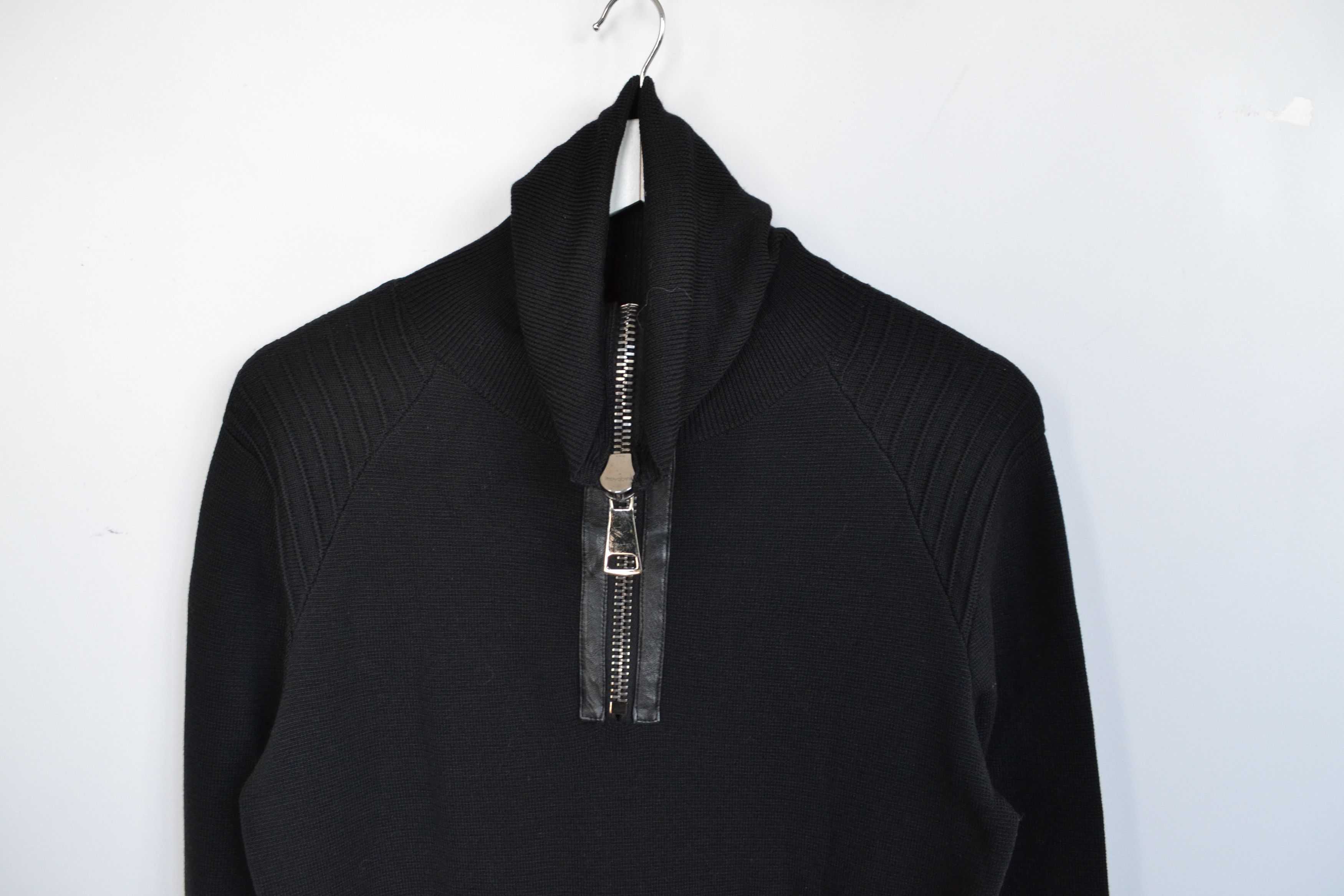 Les Hommes LES HOMMES Sweater Wool Knit Zip Metal Jumper Leather Size US M / EU 48-50 / 2 - 5 Thumbnail
