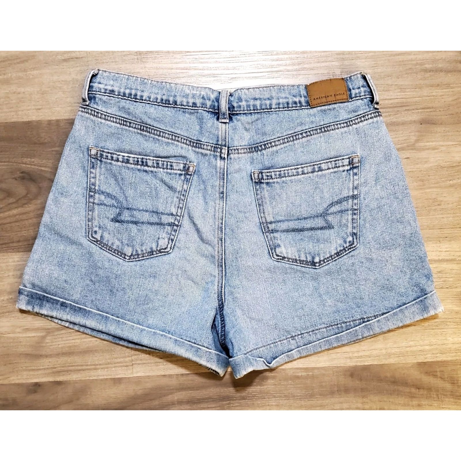 American Eagle Outfitters American Eagle Mom Shorts Womens 10 Blue Cotton Blend High Rise Casual 90s Summer Classic Bohemian Size 32" / US 10 / IT 46 - 4 Thumbnail