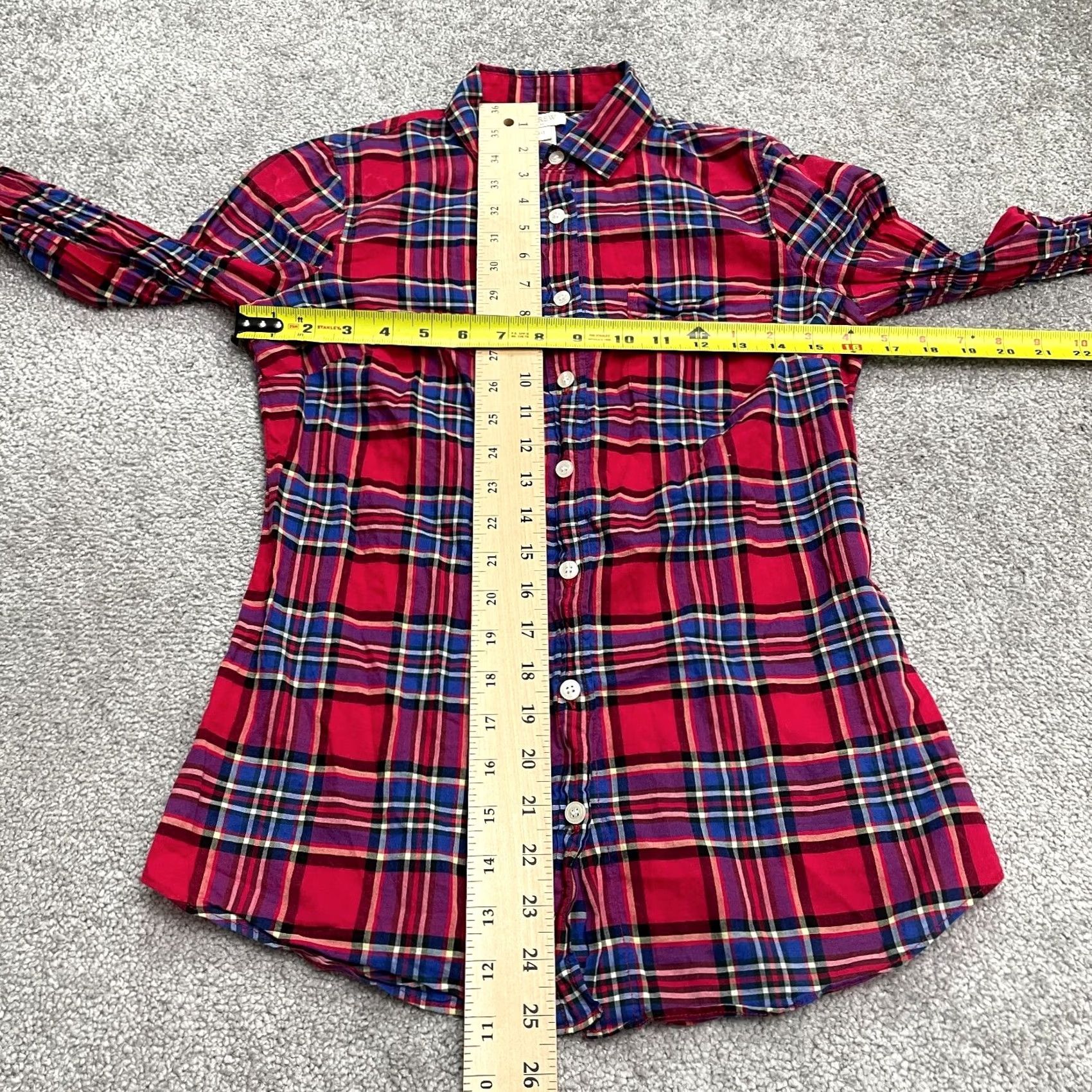 J.Crew J.Crew Shirt Women 2XS Red Blue Plaid Button-Down Long Sleeve Cotton Crewneck? No Size XXS / US 00 / IT 34 - 7 Thumbnail