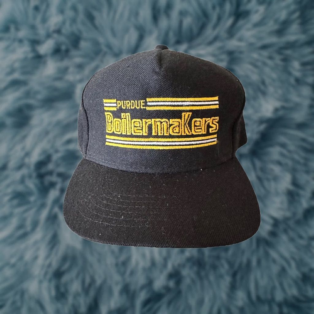NCAA VINTAGE 80s Purdue Boilermakers Black Wool NCAA Snapback Hat Cap NWOT RARE AJD Adjustable Cap Mens Women? Size ONE SIZE - 1 Thumbnail