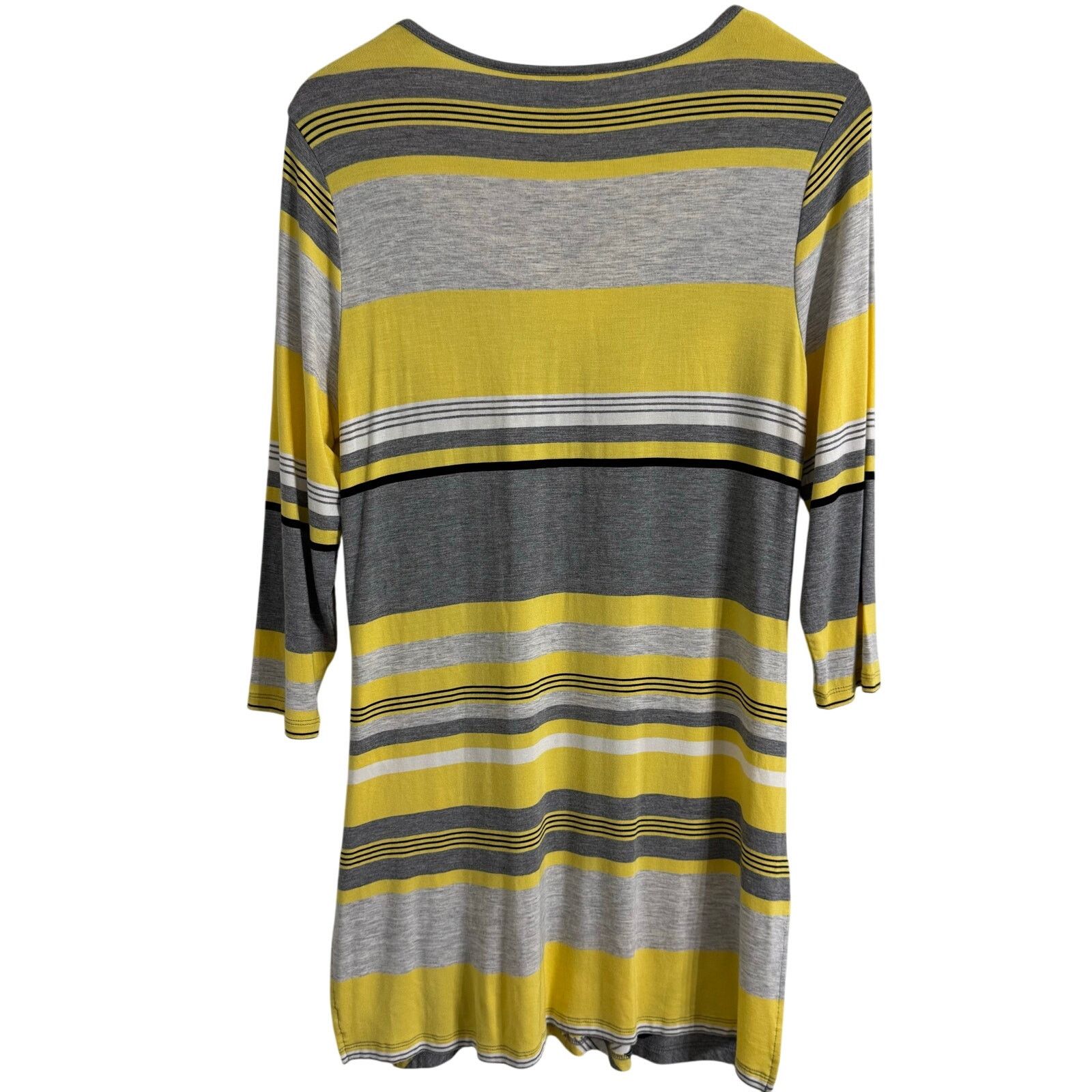 Chicos Chico’s Zenergy Yellow & Gray Striped Tunic Top Size 1 New Size M / US 6-8 / IT 42-44 - 6 Thumbnail