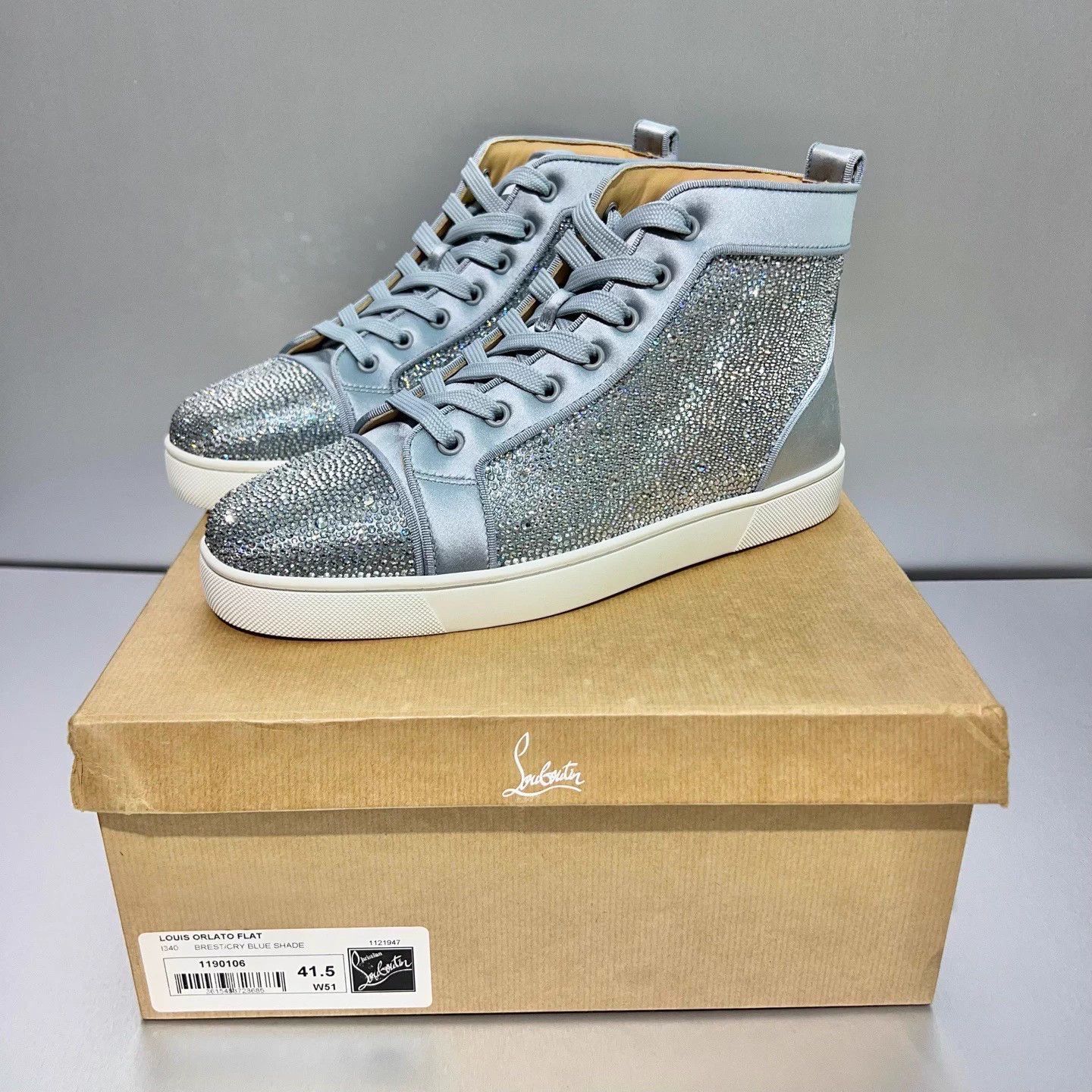 Christian Louboutin CL High-Top Silver Crystal Sneakers 41.5 EU Like New Size US 8.5 / EU 41-42 - 8 Thumbnail