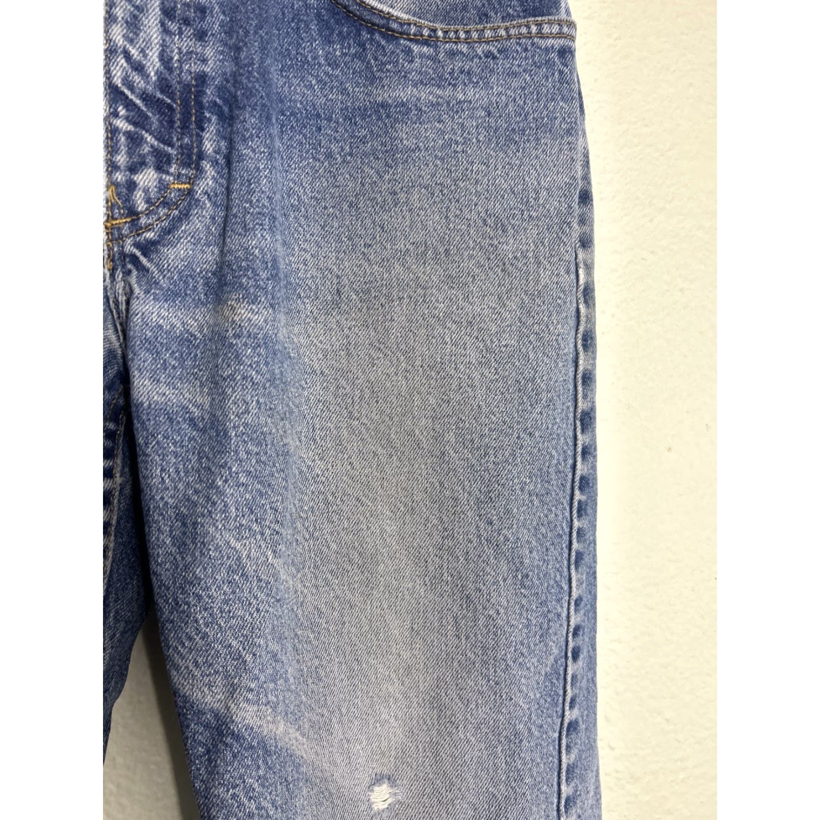 Vintage Tyndale Jeans Men's 32x29 Relaxed Regular Fire Resistant Medium Wash Distressed Blue Straight Jeans Size US 32 / EU 48 - 6 Thumbnail