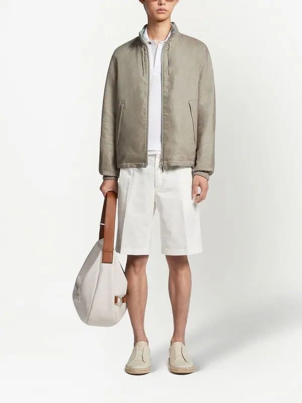 Ermenegildo Zegna o1s1rm0725 RUBT52A5 Pure Linen Blouson Jacket in Grey Size US L / EU 52-54 / 3 - 2 Thumbnail