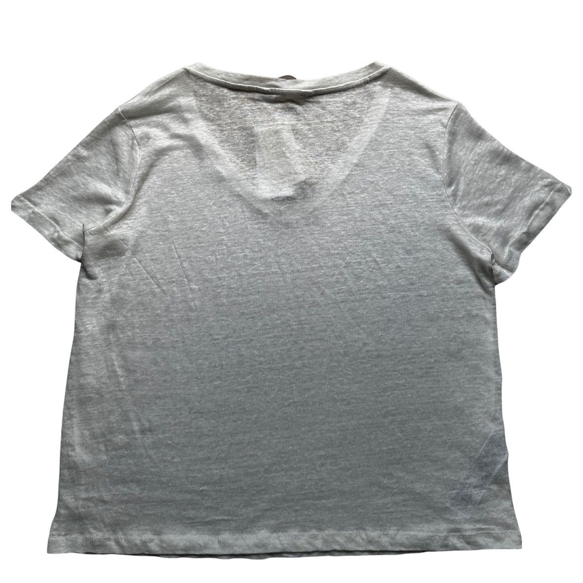 Mango MANGO MNG 100% Linen V-Neck T-Shirt Size L / US 10 / IT 46 - 3 Thumbnail