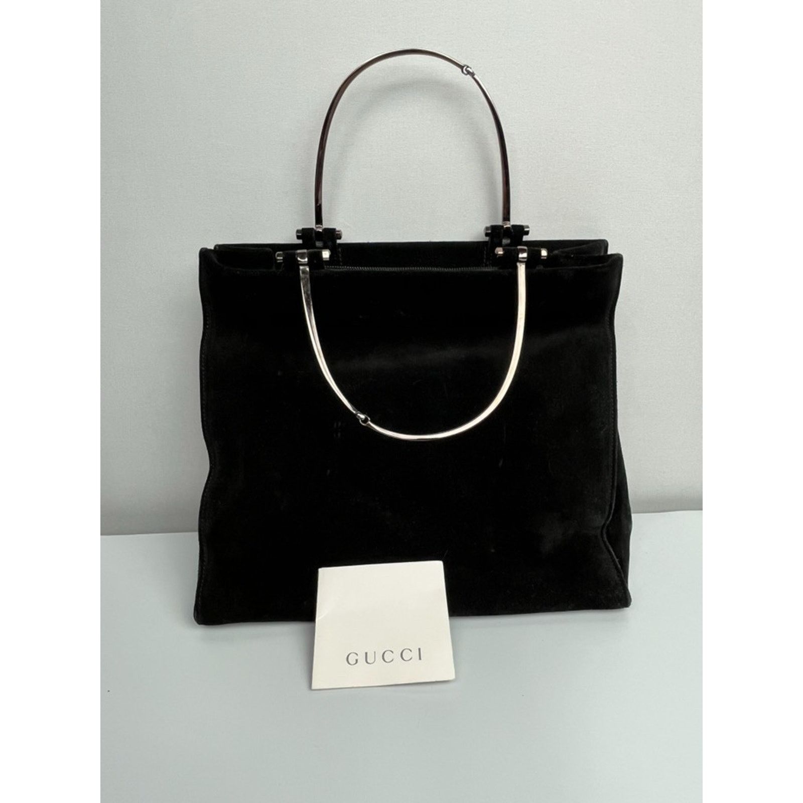 Gucci Gucci Black Suede Silver-Tone Handle Bag Vintage Size ONE SIZE - 20 Thumbnail