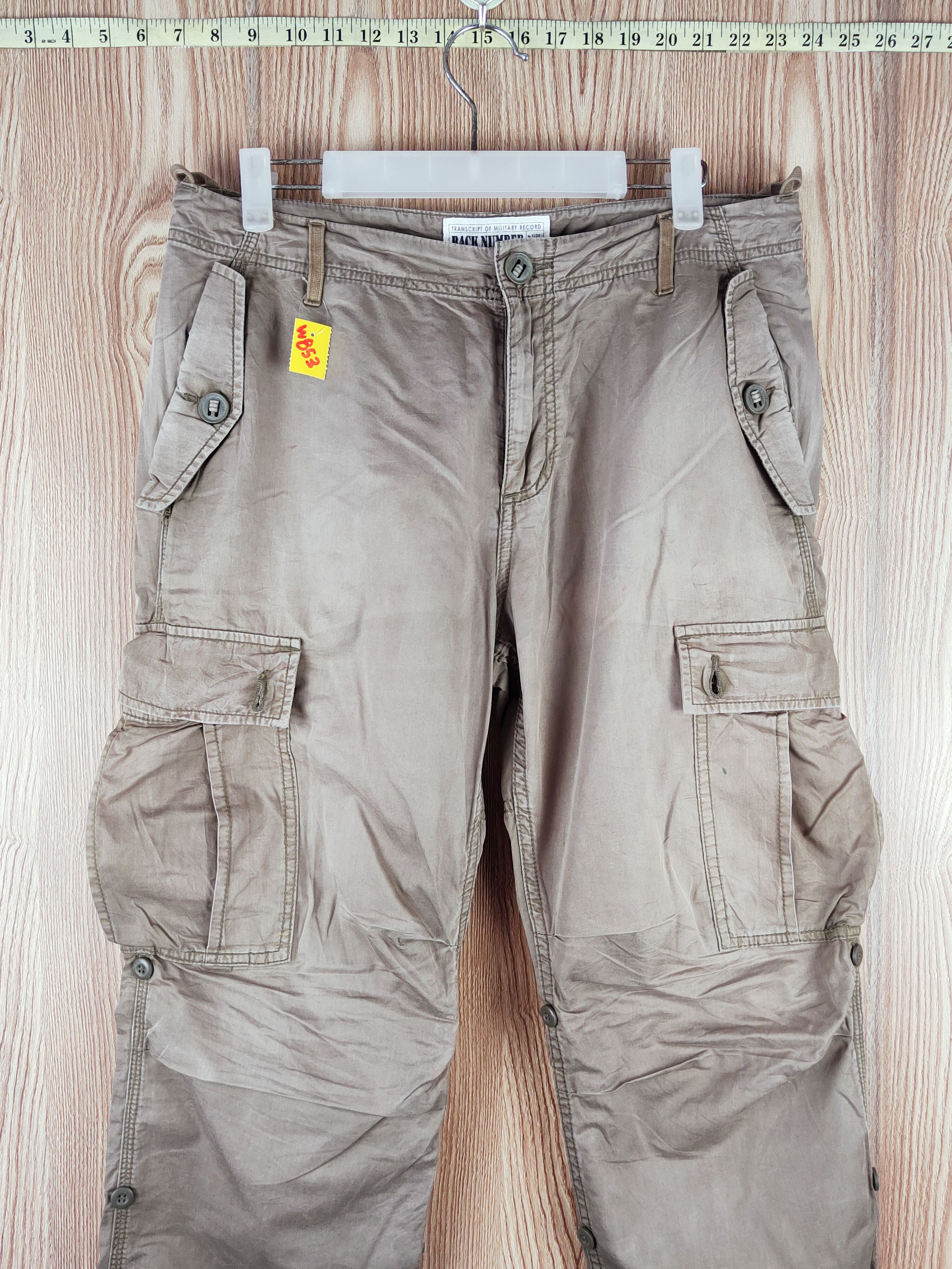 Japanese Brand Back Number Olive Faded Multipocket Cargo Pants #W853 Size US 32 / EU 48 - 2 Thumbnail