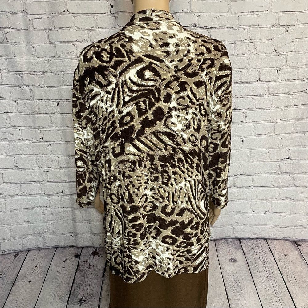 Chicos Chico's Travelers Open Front Animal Print Jacket Cardigan S Size XL / US 12-14 / IT 48-50 - 4 Thumbnail