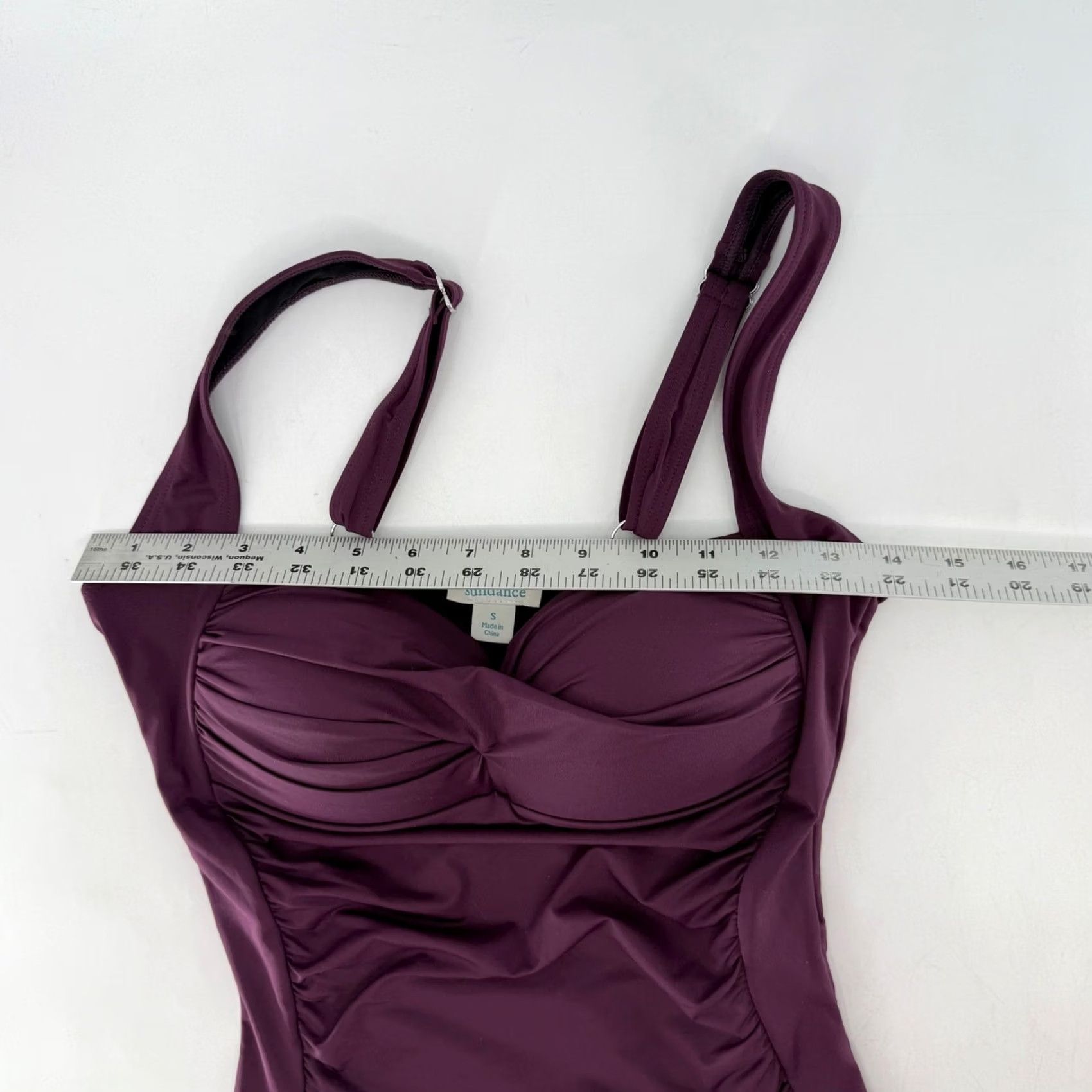Vintage Sundance One Piece Swimsuit Ruched Plum Purple Sz Sm Beach Boho Mature Size ONE SIZE - 7 Thumbnail