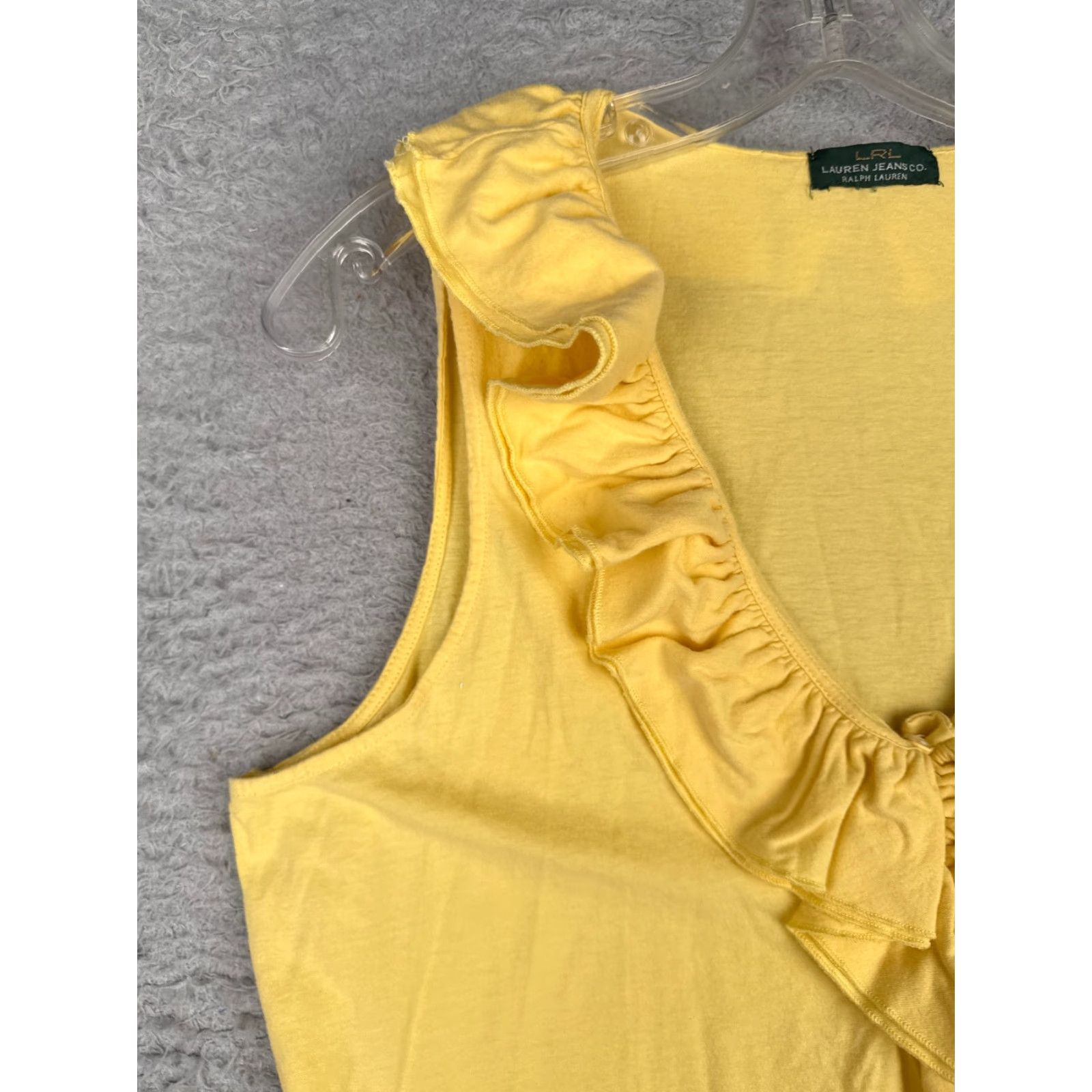 Tommy Hilfiger Tommy Hilfiger Shirt Women XL Yellow Tank Sleeveless V-Neck Ruffle 80s 90s Modern American Casual Workwear Mens Women Girls Size XL / US 12-14 / IT 48-50 - 3 Thumbnail