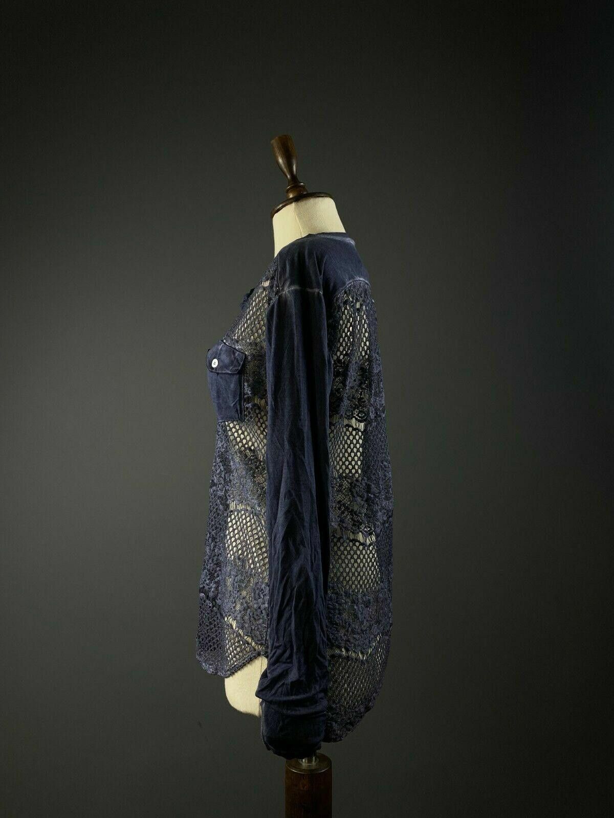 Designer Project AJ 117 Blue Floral Mesh Blouse Sweater Size XL Size XL / US 12-14 / IT 48-50 - 5 Thumbnail