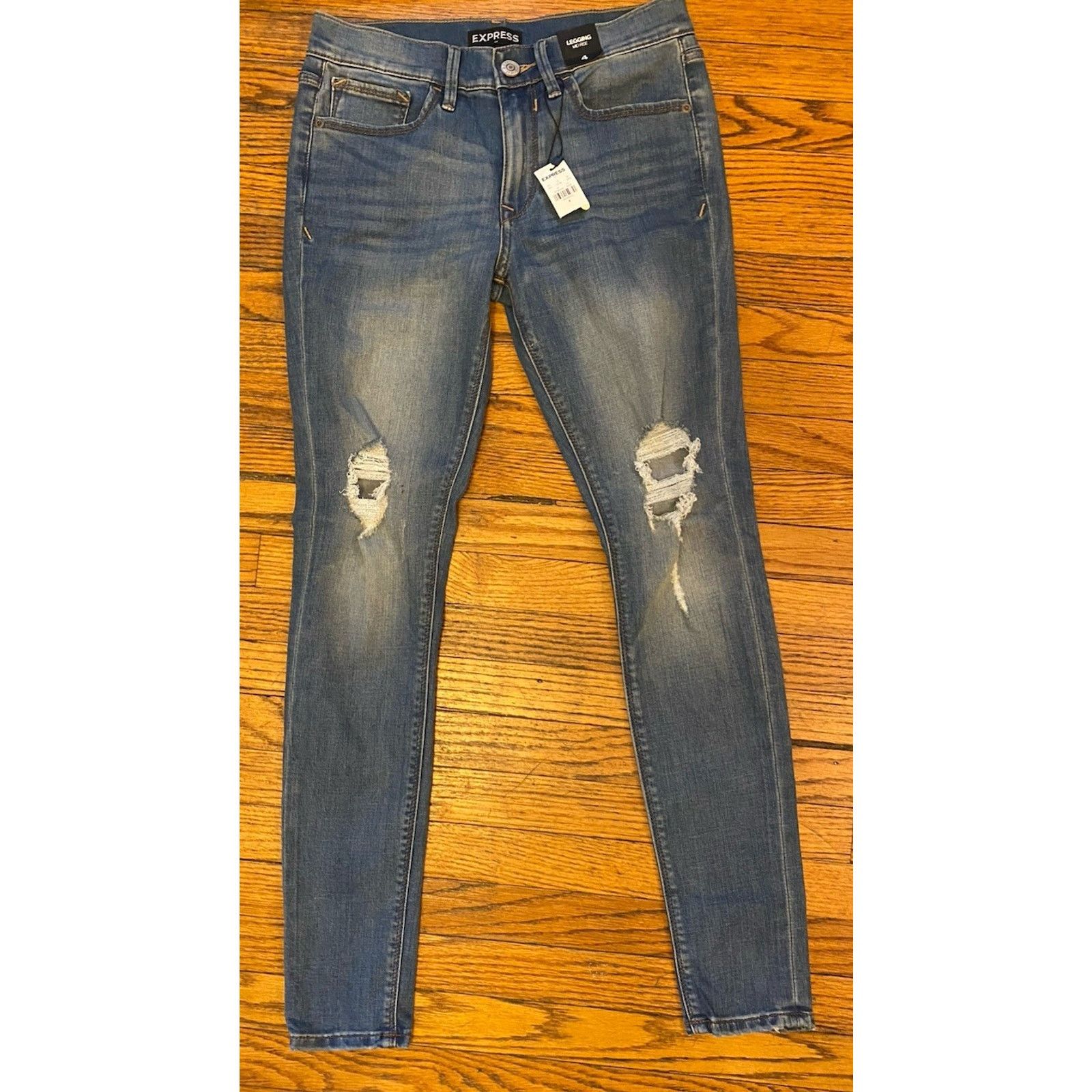 Express NWT Express Denim Stretch Leggings Pants Women’s 4 Mid Rise Size 27" / US 4 / IT 40 - 1 Thumbnail