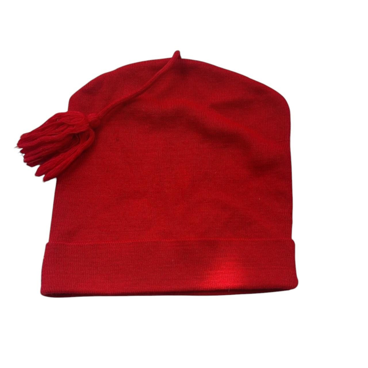 Vintage Vintage Italian Beanie Hat Tassle On Top Red Wool Acrylic Size ONE SIZE - 2 Thumbnail
