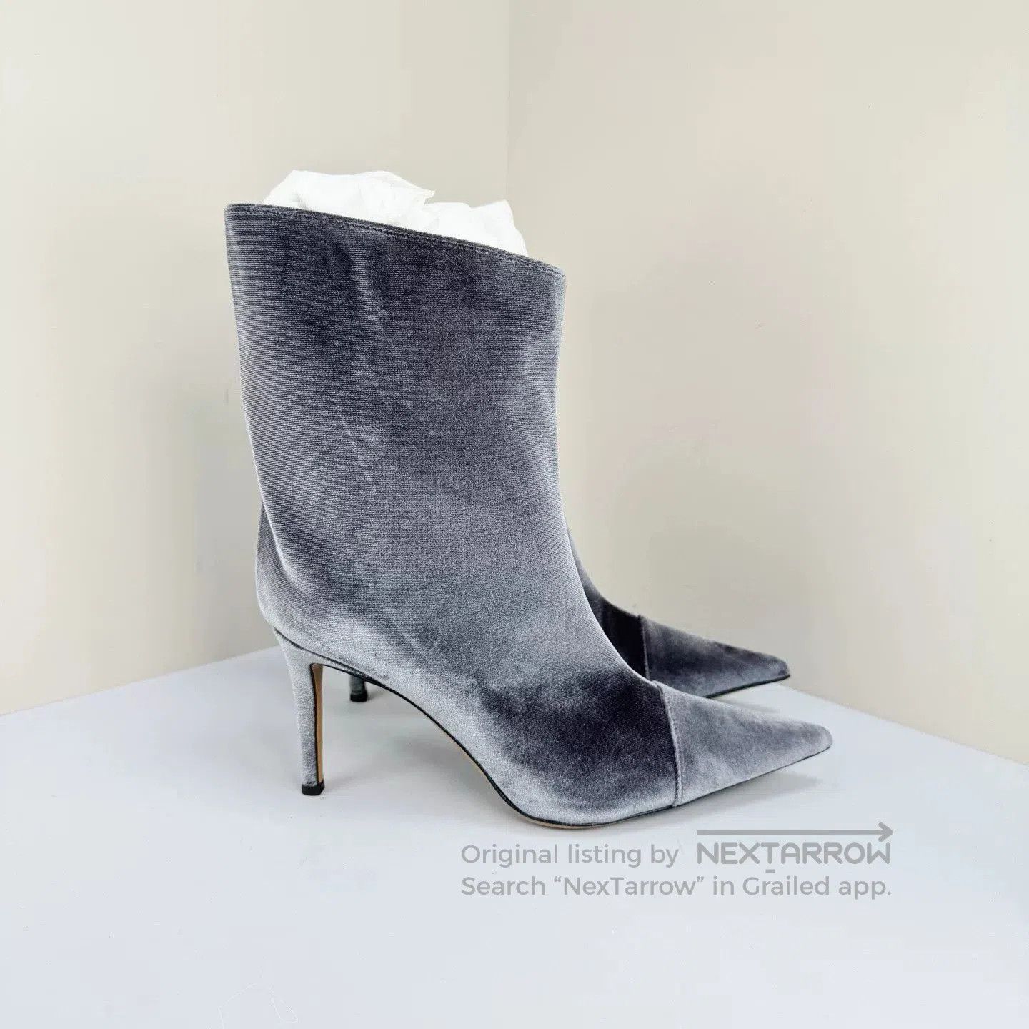 Alexandre Vauthier Alexandre Vauthier Gray Velvet High Heels. Size US 6 / IT 36 - 4 Thumbnail