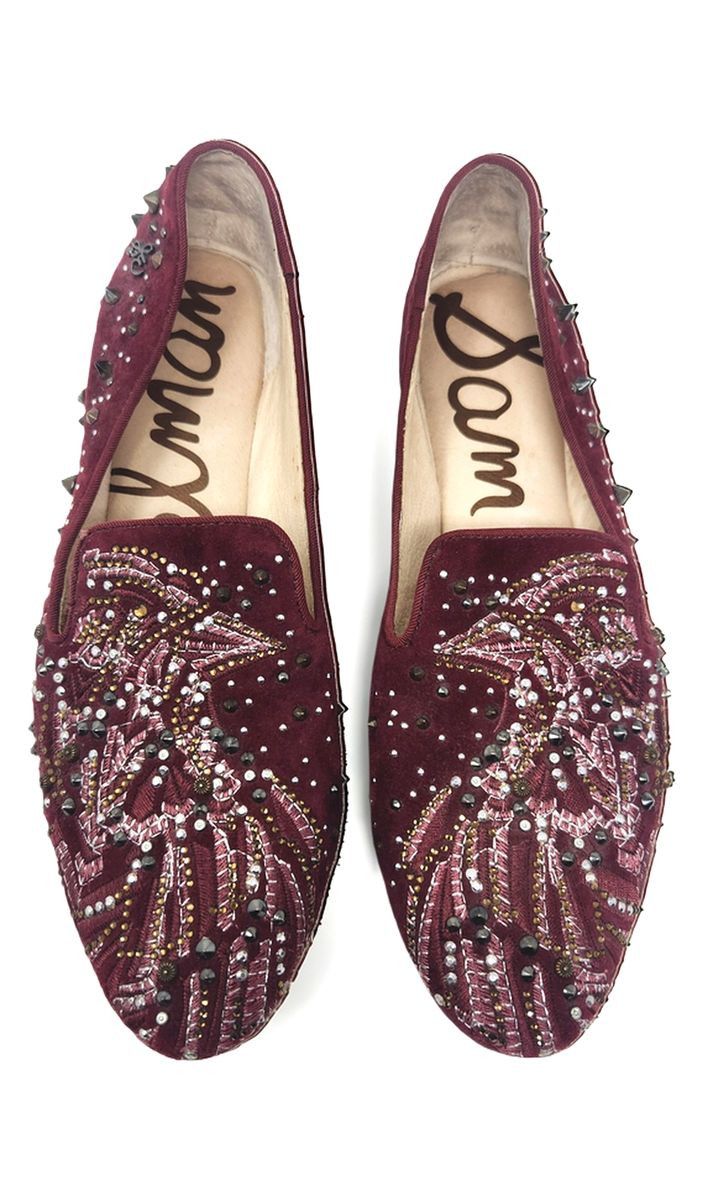 Sam Edelman Sam Edelman Avalon Suede Embellished Slip On Loafers Sz 7 M Size US 7 / IT 37 - 7 Thumbnail