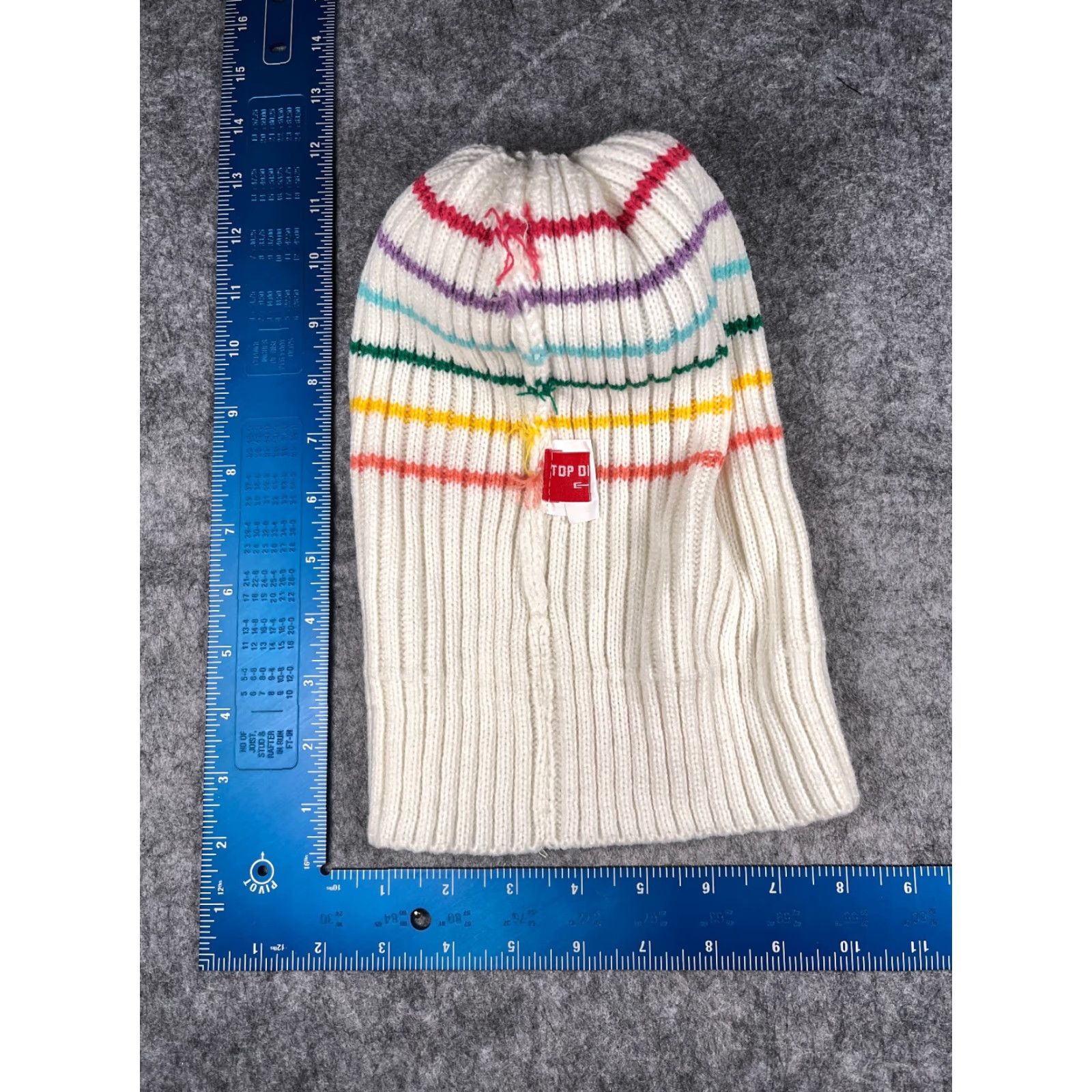 Vintage Top Drawer White Striped Beanie Women One Size Knit Acrylic Pom Outdoor Ski Size ONE SIZE - 7 Thumbnail