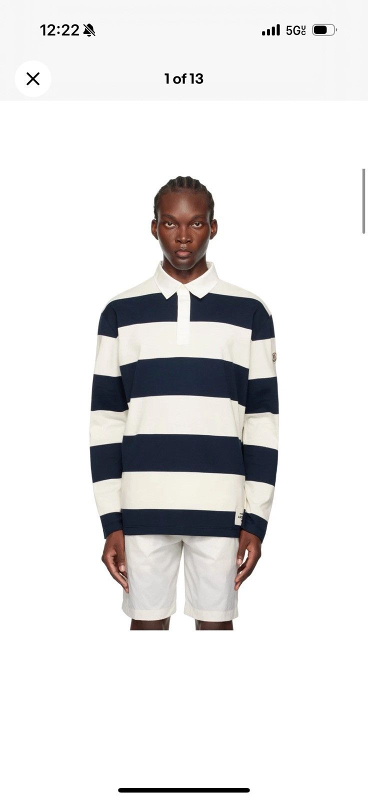 Moncler Moncler White & Navy Long Sleeve Rugby Shirt Size XL NWT Size US XL / EU 56 / 4 - 1 Thumbnail