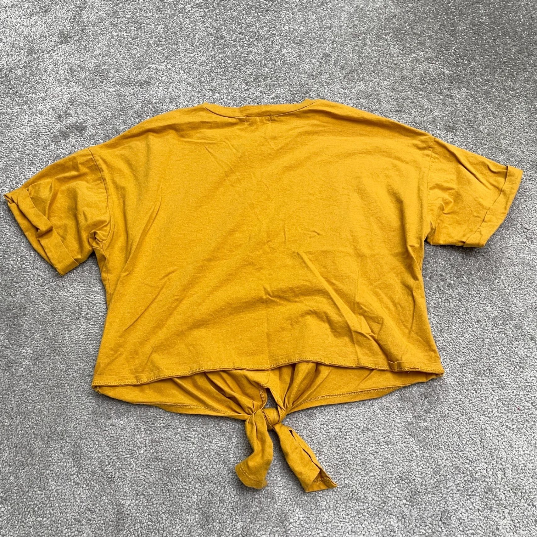 Fashion Nova Fashion Nova Cropped Top Womens L Orange Graphic Print Tie Crew Neck Short Sleeve Casual Shirt Size L / US 10 / IT 46 - 2 Thumbnail