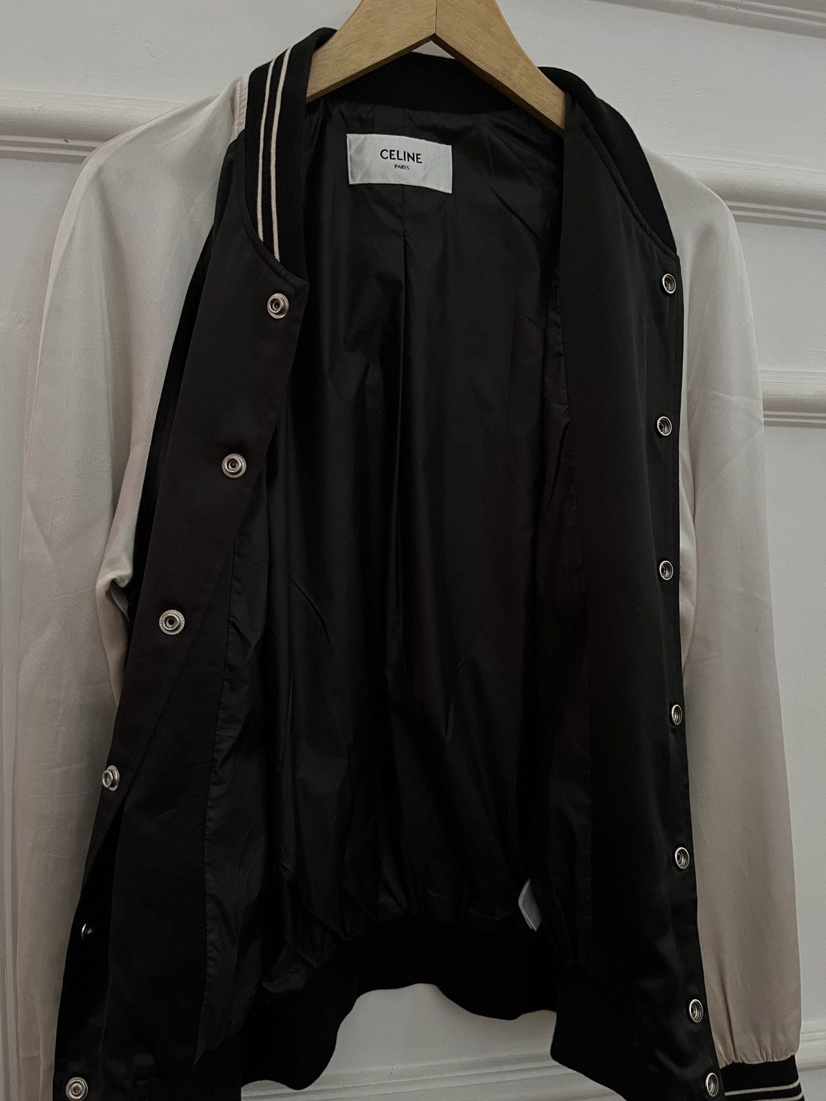 Celine Celine Studded Logo Satin Varsity Jacket Hedi Slimane Era Size US S / EU 44-46 / 1 - 6 Thumbnail