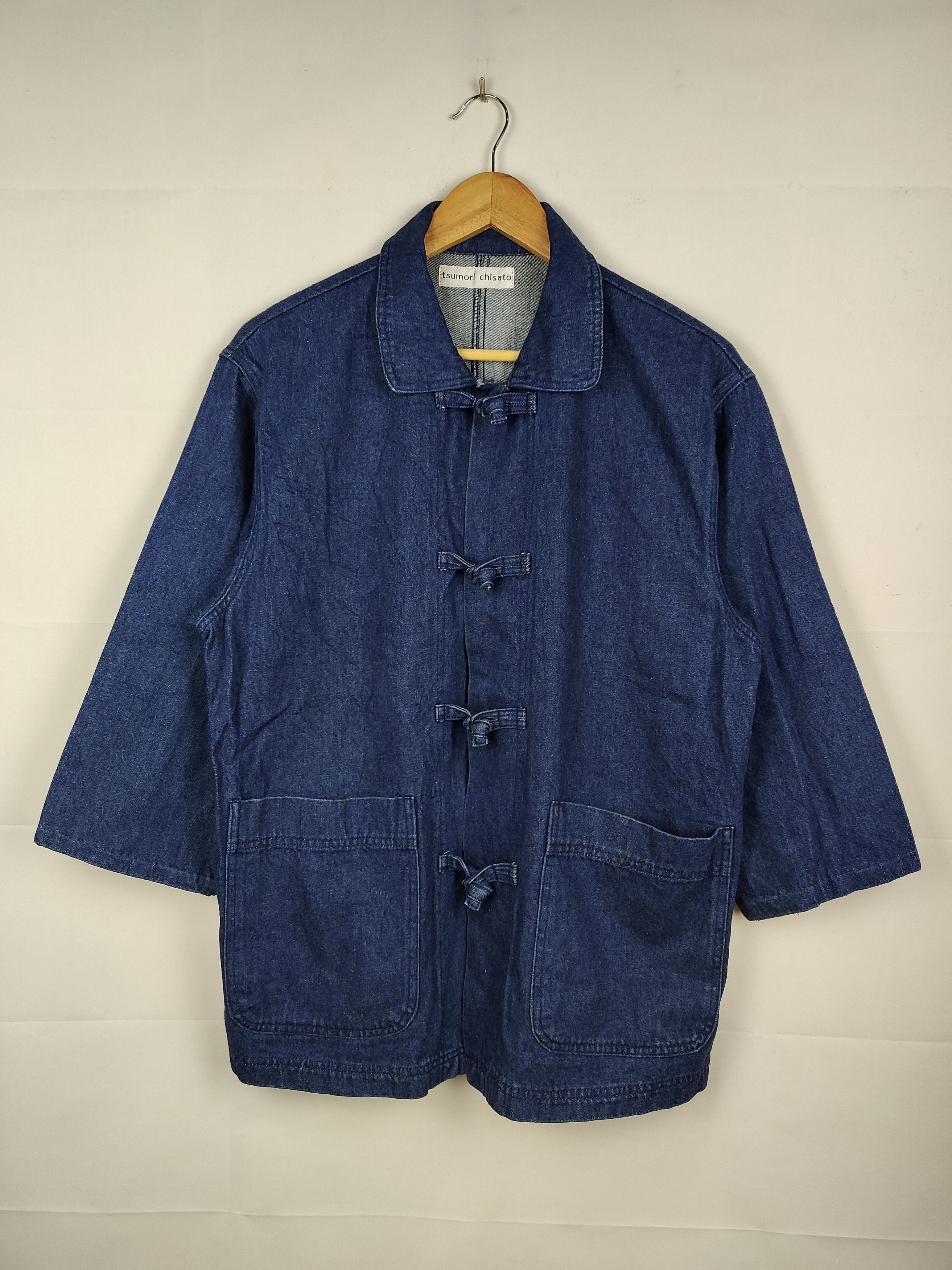 Issey Miyake × Tsumori Chisato Tsumori Chisato Indigo Boro Chinese Style Blue Denim Jacket Size US M / EU 48-50 / 2 - 1 Thumbnail