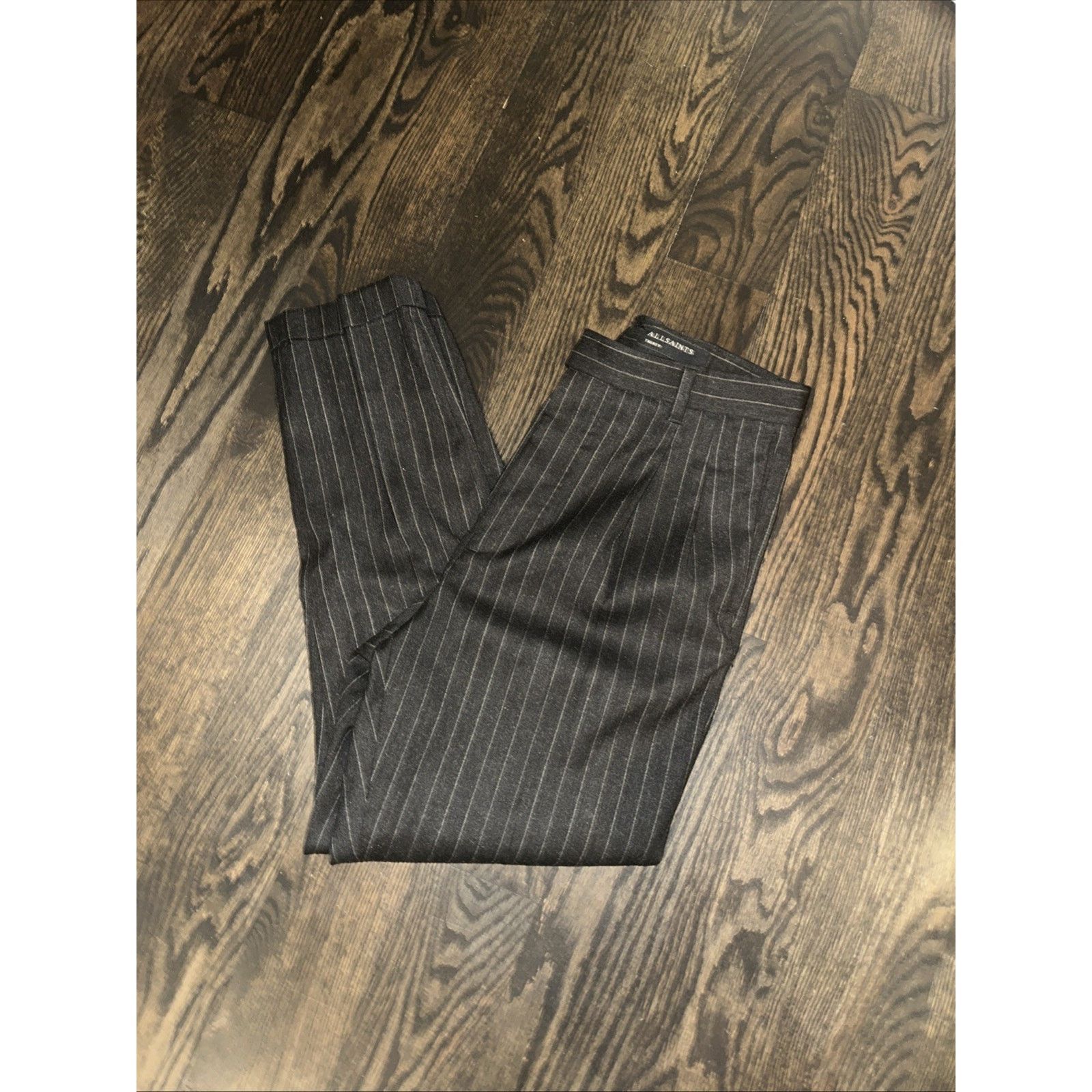 Allsaints All Saints Pinstripe Wool Trousers - Men's Black Size 28 Size US 28 / EU 44 - 1 Thumbnail