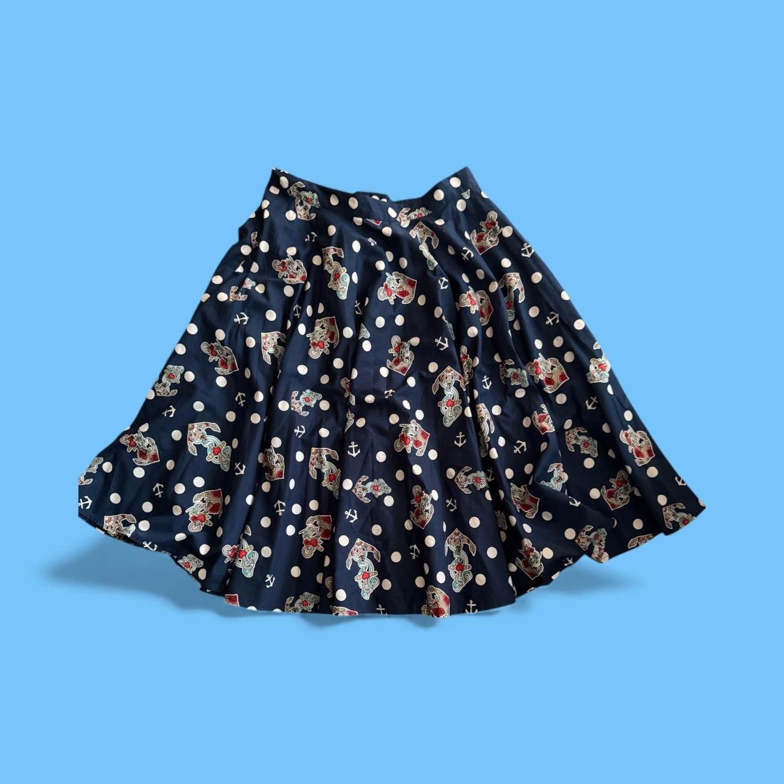 Other 🐰 Hell Bunny Rockabilly Nautical Print Circle Skirt - L Size 36" / US 14 / IT 50 - 1 Thumbnail
