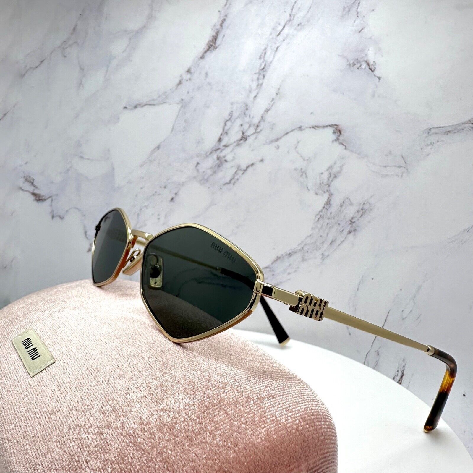 Miu Miu New MIU MIU Runway Hexagon Gold Metal Sunglasses Logo Size ONE SIZE - 21 Thumbnail