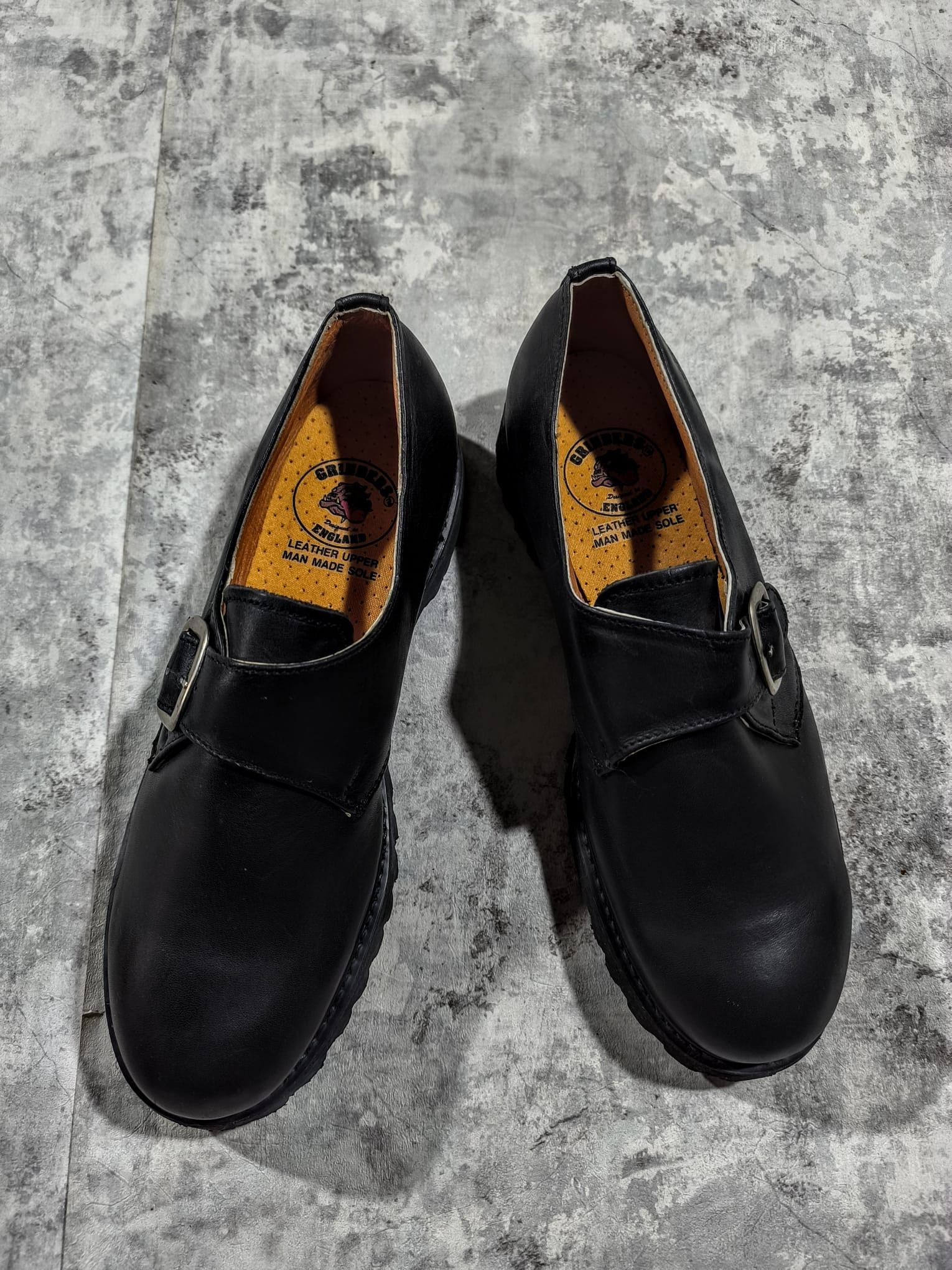 Genuine Leather Grinders Monk Strap Chunky Leather Derby Shoes England Punk Size US 10 / EU 43 - 5 Thumbnail