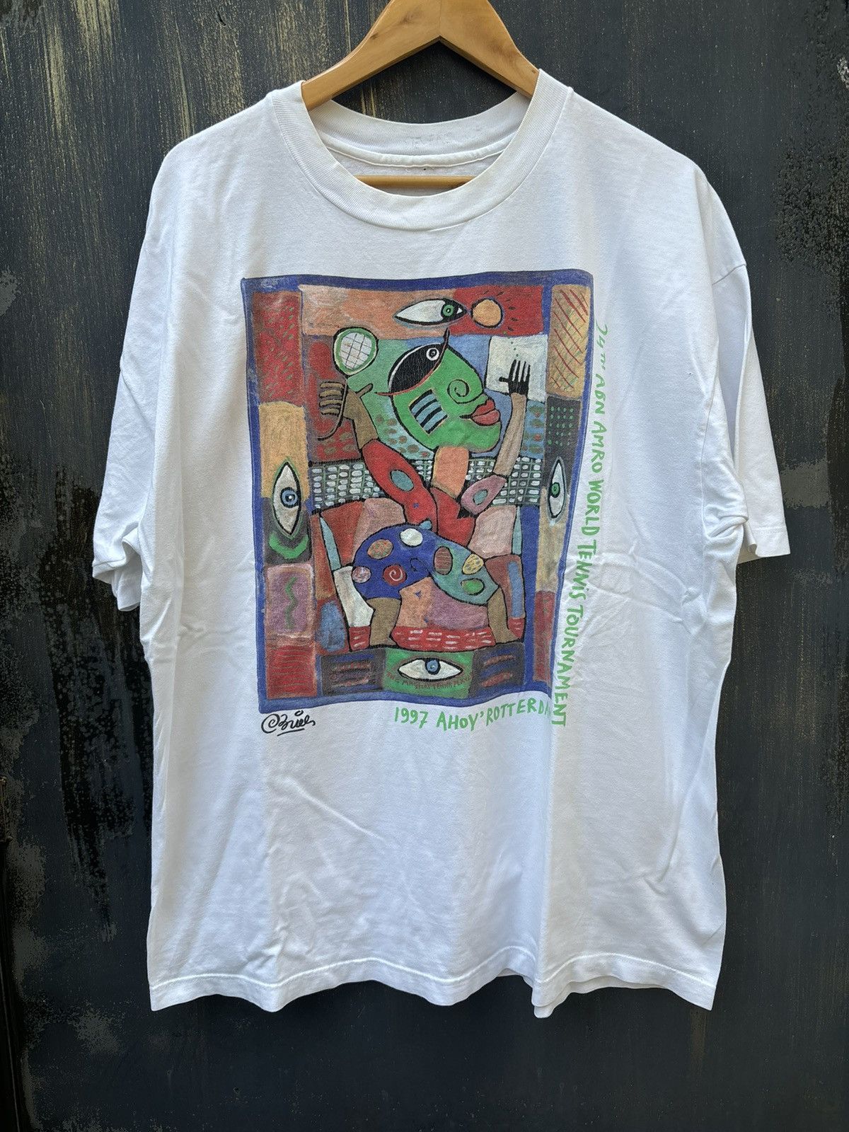 Vintage RARE! Vintage 90’s Art Promo World Tennis Tournament Size US XXL / EU 58 / 5 - 2 Thumbnail
