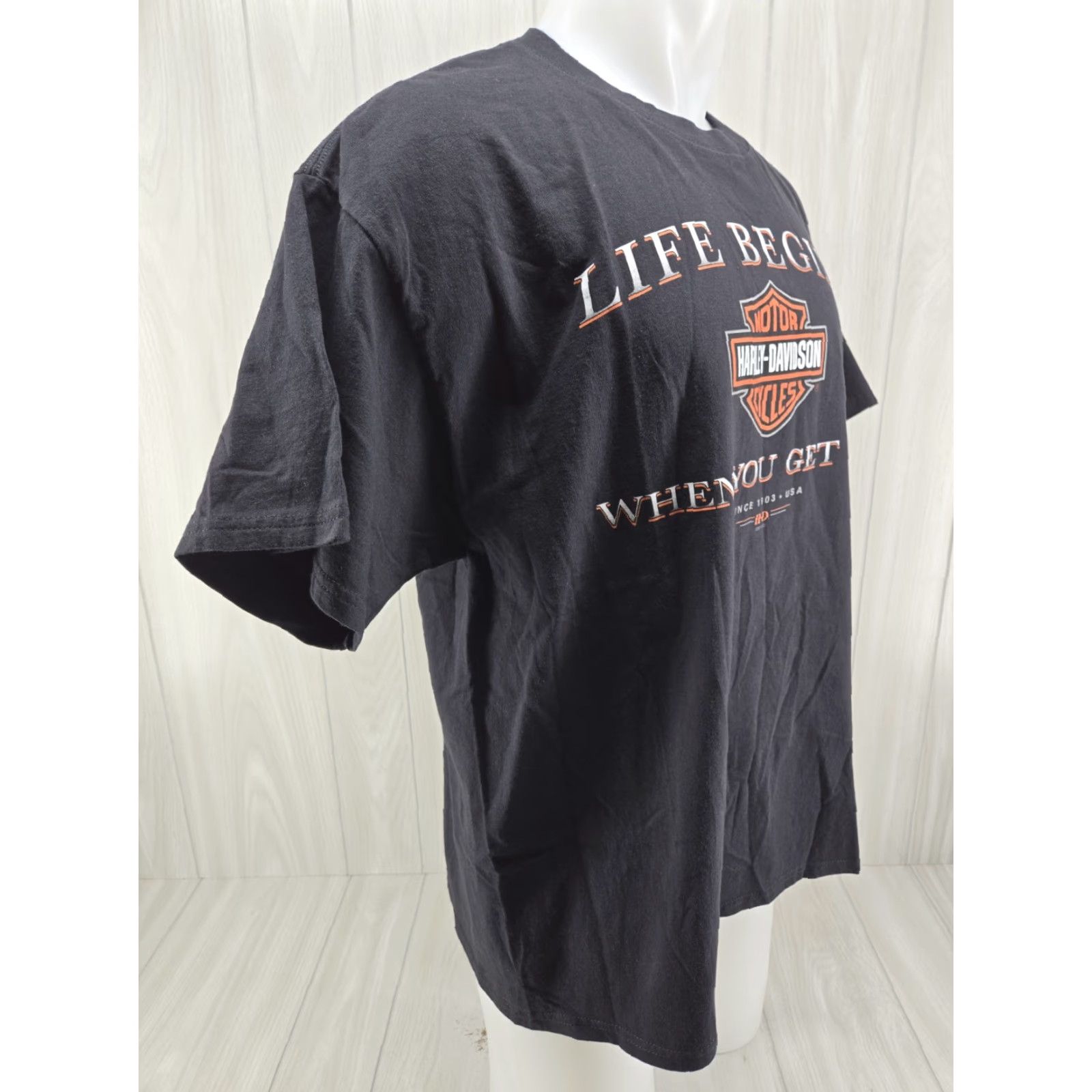 Harley Davidson Harley-Davidson Motorcycles Life Begins Pelham Alabama Black Shirt XL Men Short Sleeve Crew Neck Graphic Print T-Shirt Size US XL / EU 56 / 4 - 6 Thumbnail