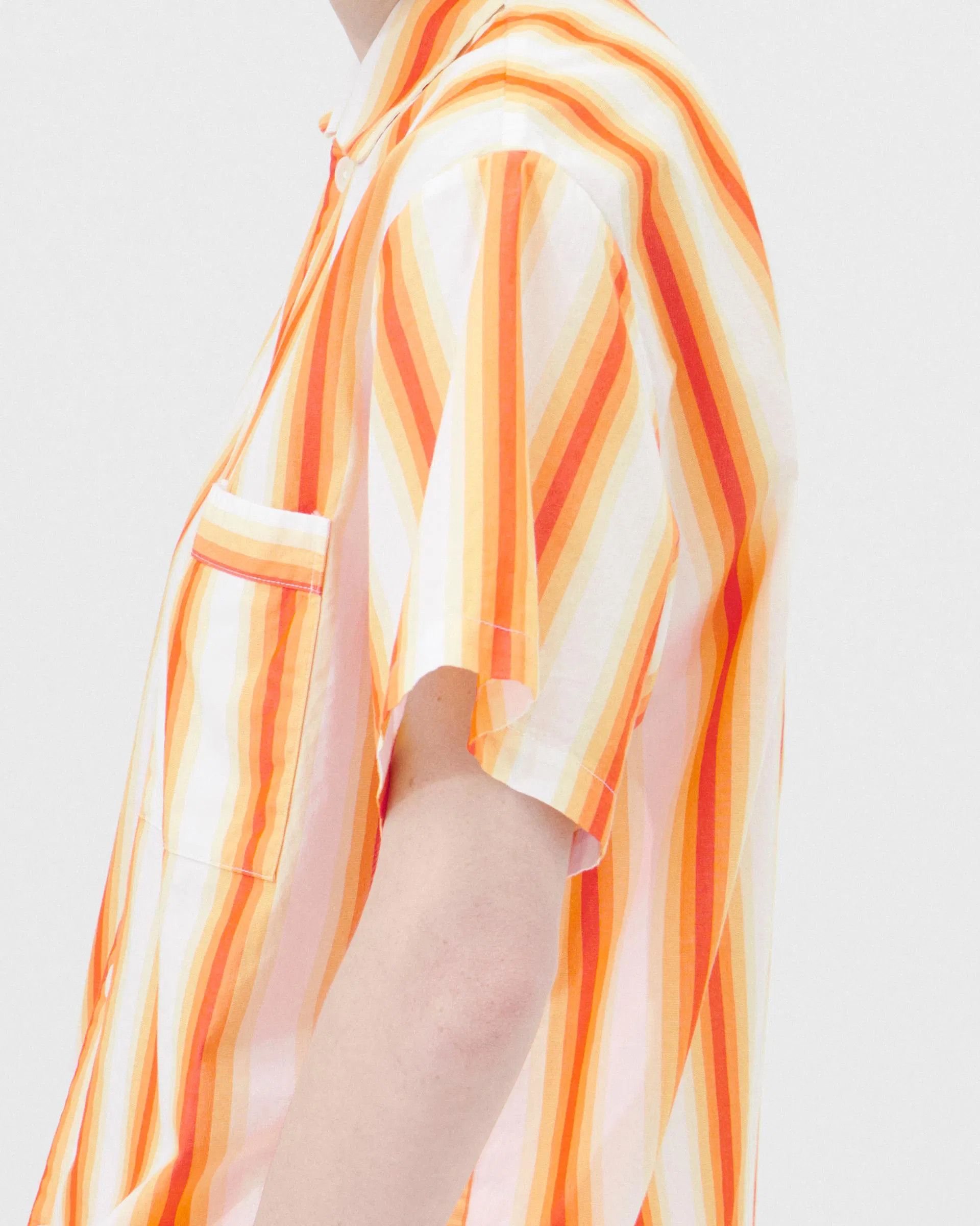Tekla o1mle0525 Unisex Poplin Short Sleeve Shirt in Orange Marquee Size S / US 4 / IT 40 - 6 Thumbnail