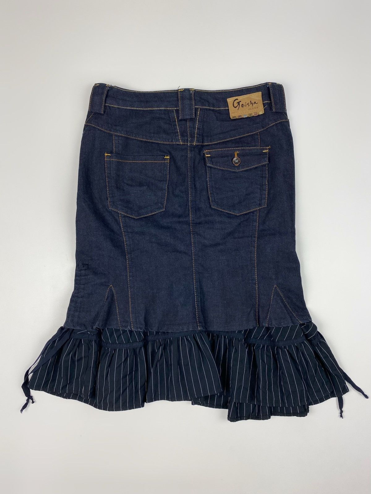 Vintage Y2K Vintage Geisha Jeans Denim Layered Midi Ruffle Skirt Size 32" / US 10 / IT 46 - 6 Thumbnail