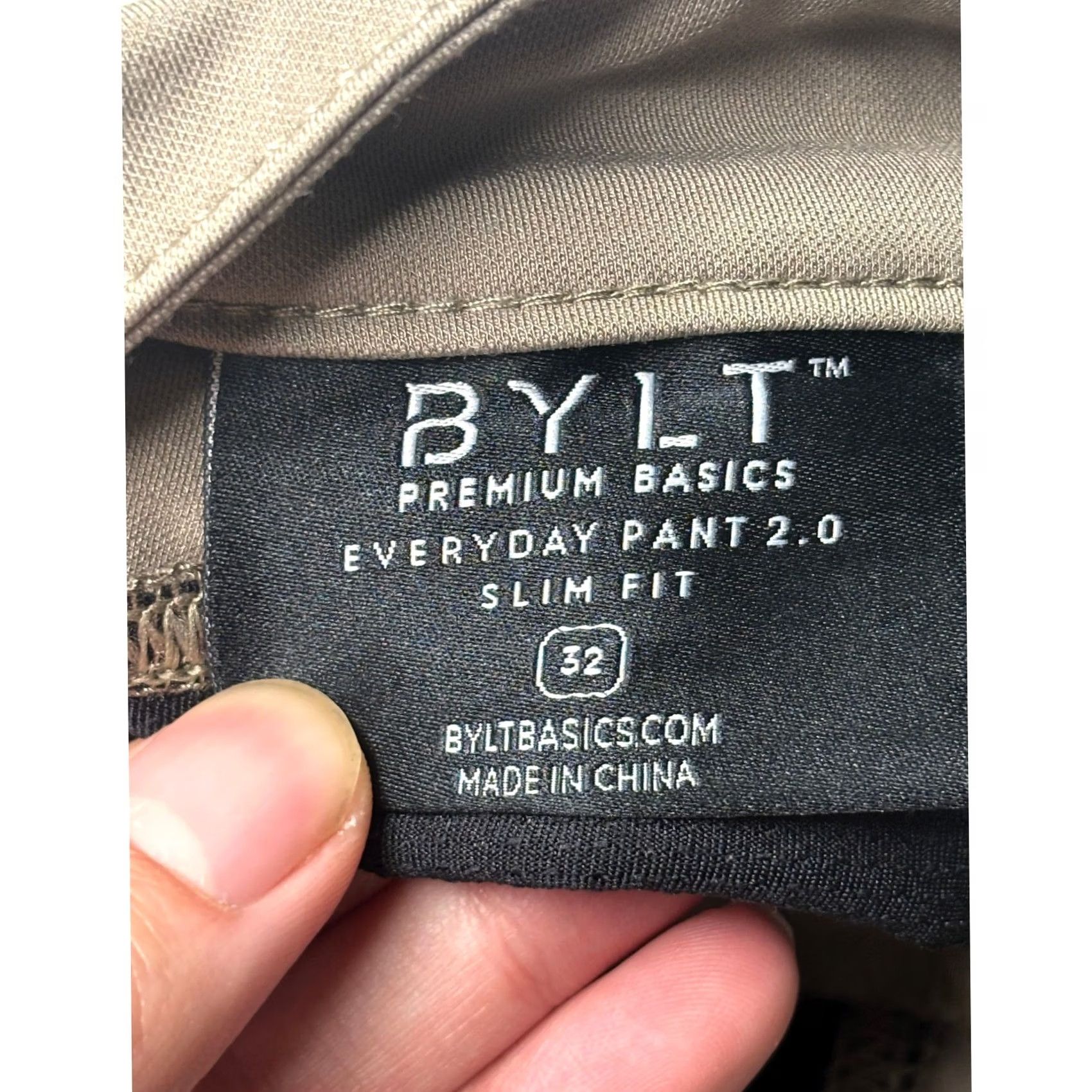 Vintage BYLT Everyday Pant 2.0 Slim Fit Grey Taupe Mens 32x30 Pants 5-Pocket Chino Performance Stretch Breathable Modern Workwear Size US 32 / EU 48 - 3 Thumbnail