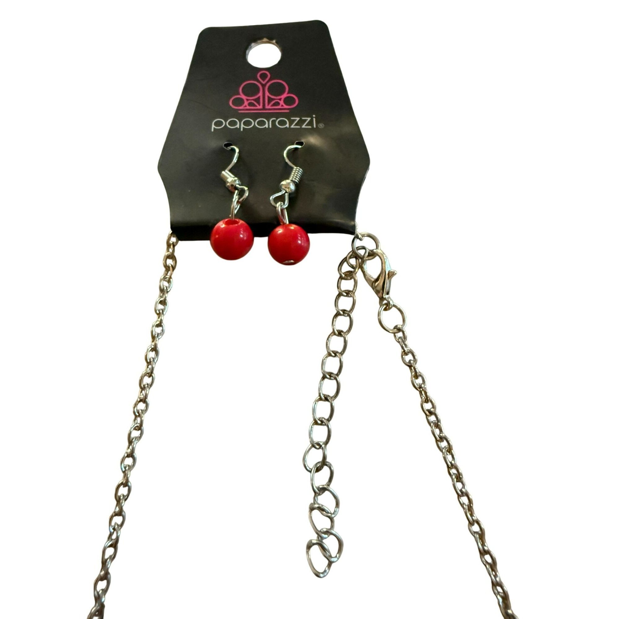 Other New Paparazzi Red Bead Silver Chain Necklace & Matching Earr Size ONE SIZE - 3 Thumbnail