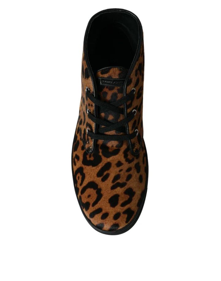 Dolce & Gabbana o1y0125 Logo Leopard-Print Ankle Boots in Brown/Black Size US 8 / EU 41 - 6 Thumbnail
