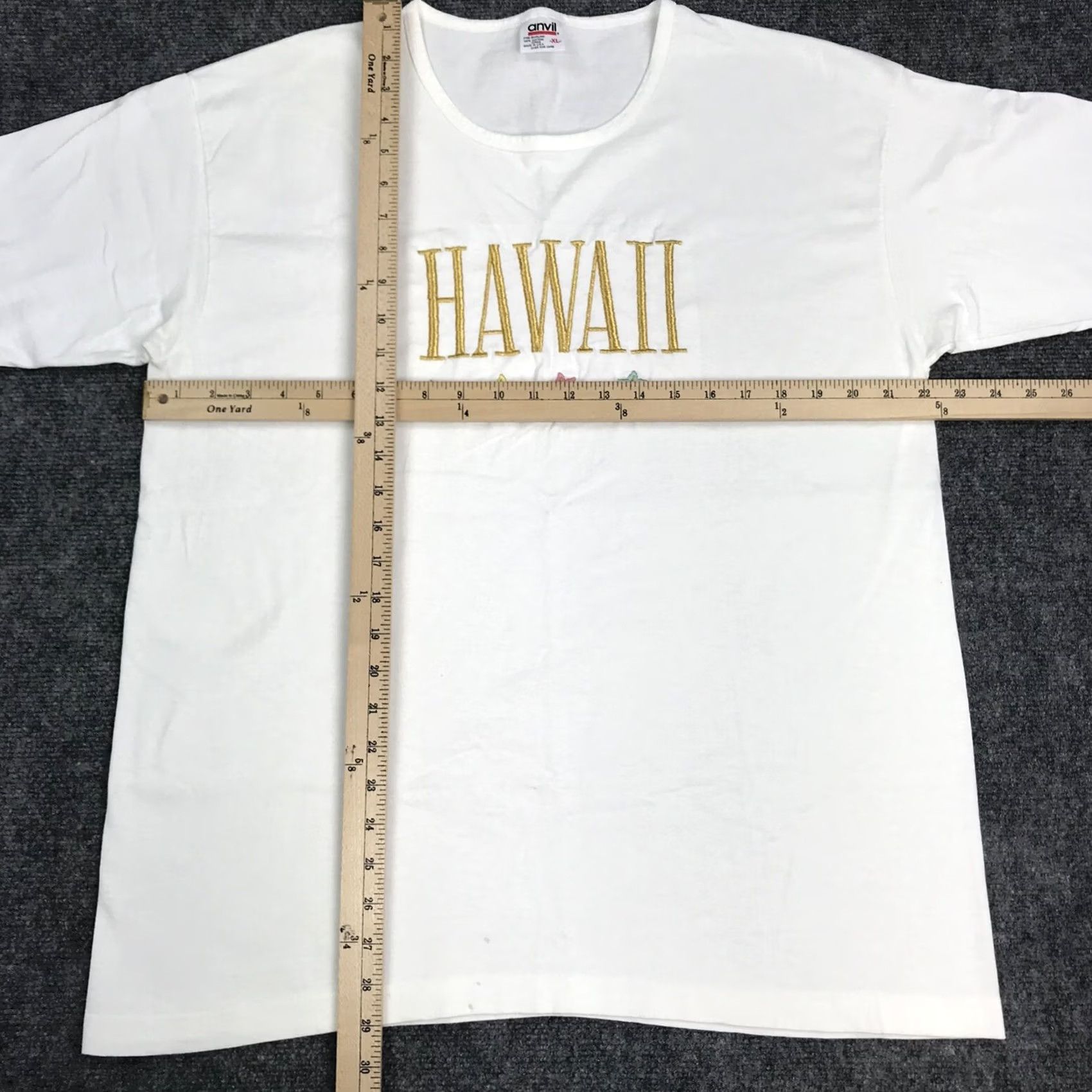 Anvil VINTAGE Hawaii White T Shirt Womens XL Embroidered Made USA 90s Single Stitch Anvil Shirt Short Sleeve Cotton Mens Womens Boys Girls Size XL / US 12-14 / IT 48-50 - 7 Thumbnail