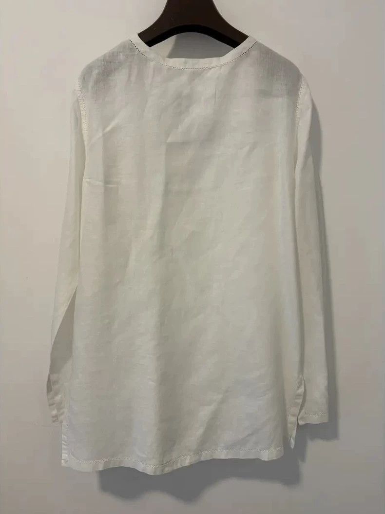 Ermenegildo Zegna LoroPiana Women's White Linen Shirt-2508 Size US M / EU 48-50 / 2 - 6 Thumbnail