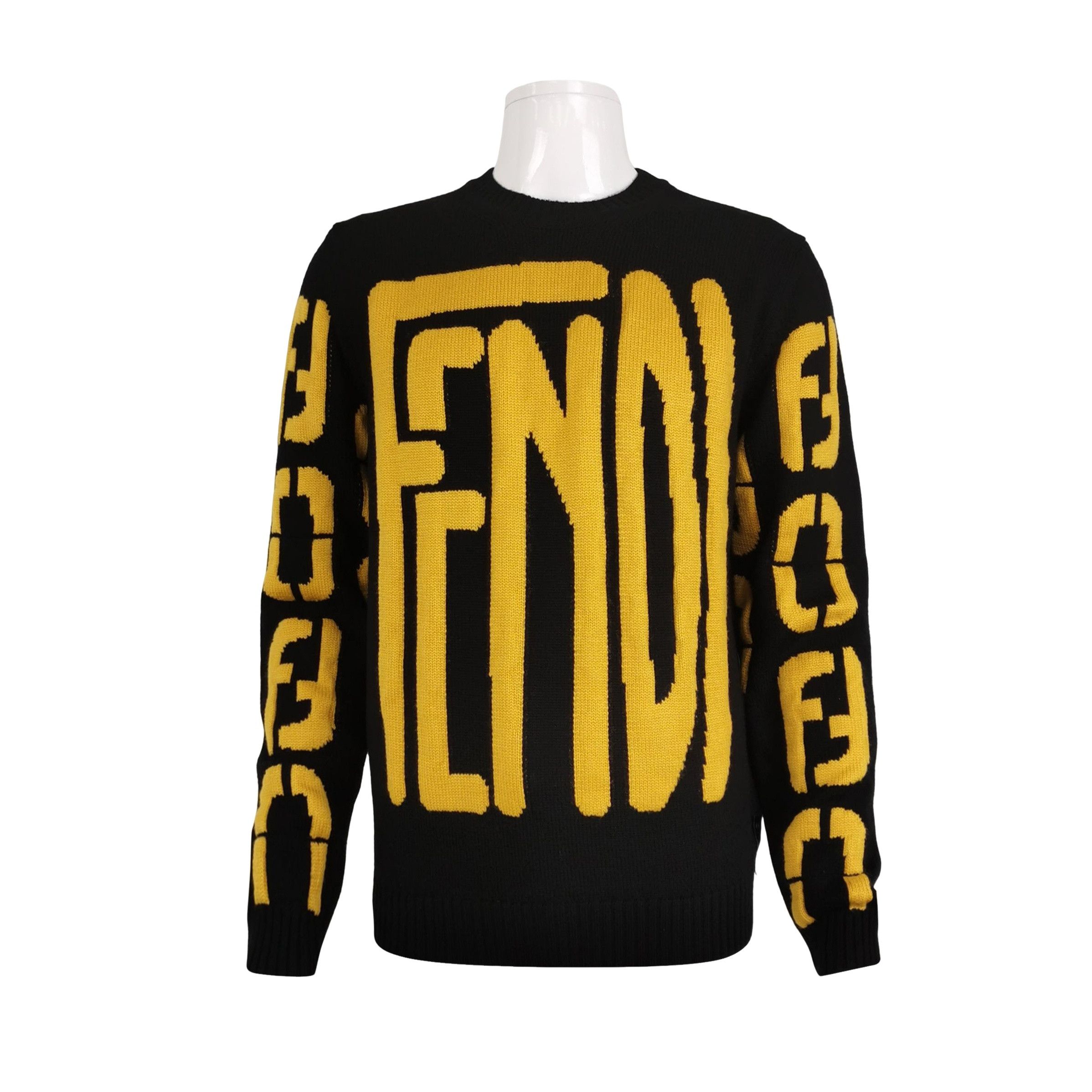 Fendi Fendi Intarsia Big Logo Virgin Wool Sweater Size 50 Size US M / EU 48-50 / 2 - 1 Thumbnail